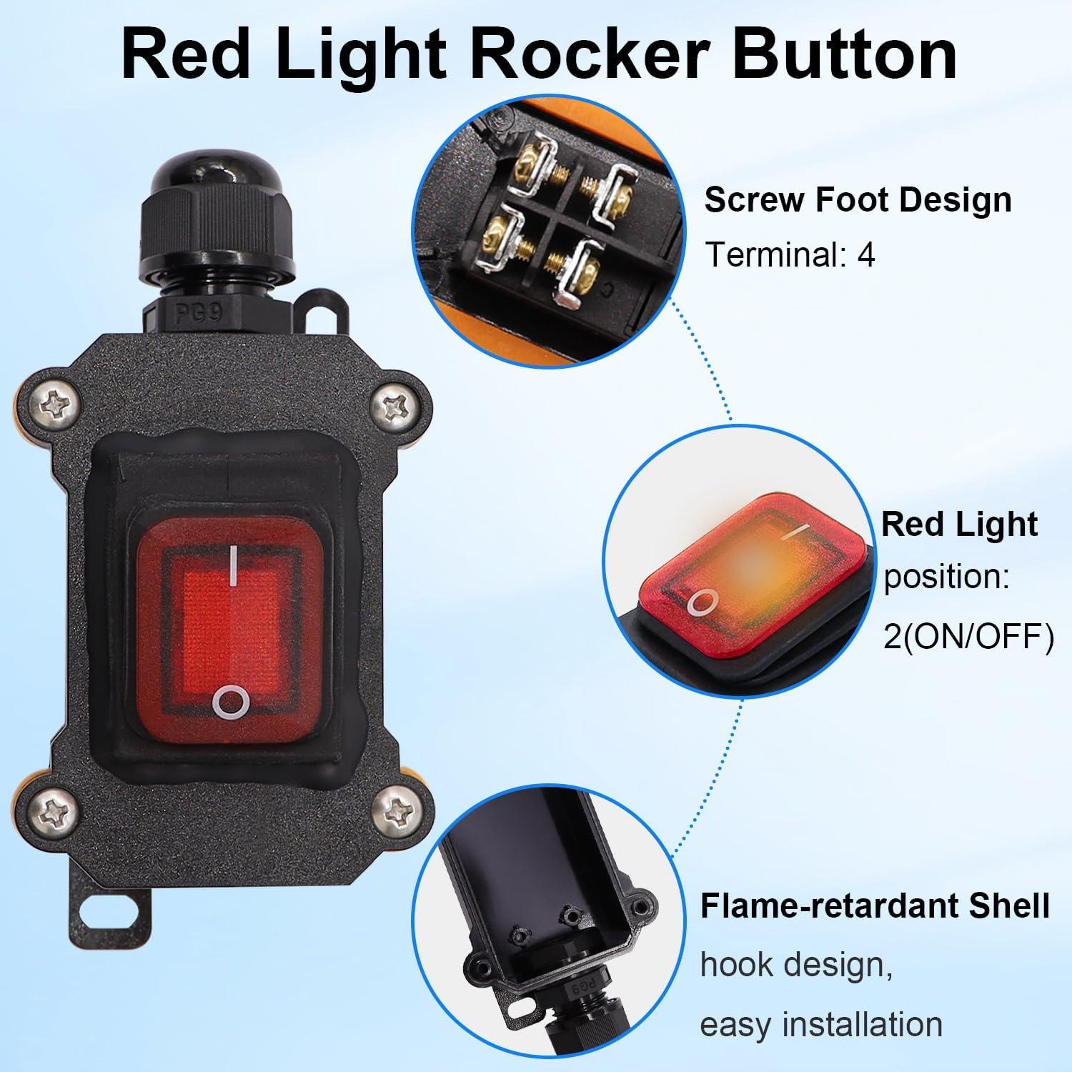 Interruptor de Cable en Línea IP67 TWTADE 4FT 20A/125V