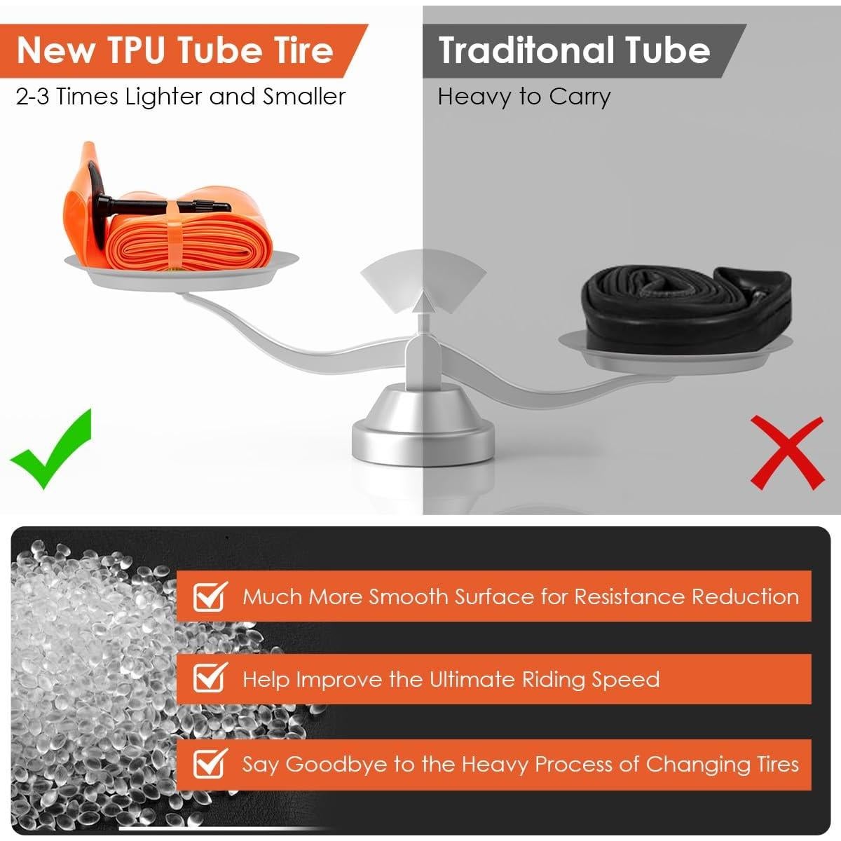 Tubo Interno TPU ACEROMT 700c x 18-32c con Válvulas Presta 45mm