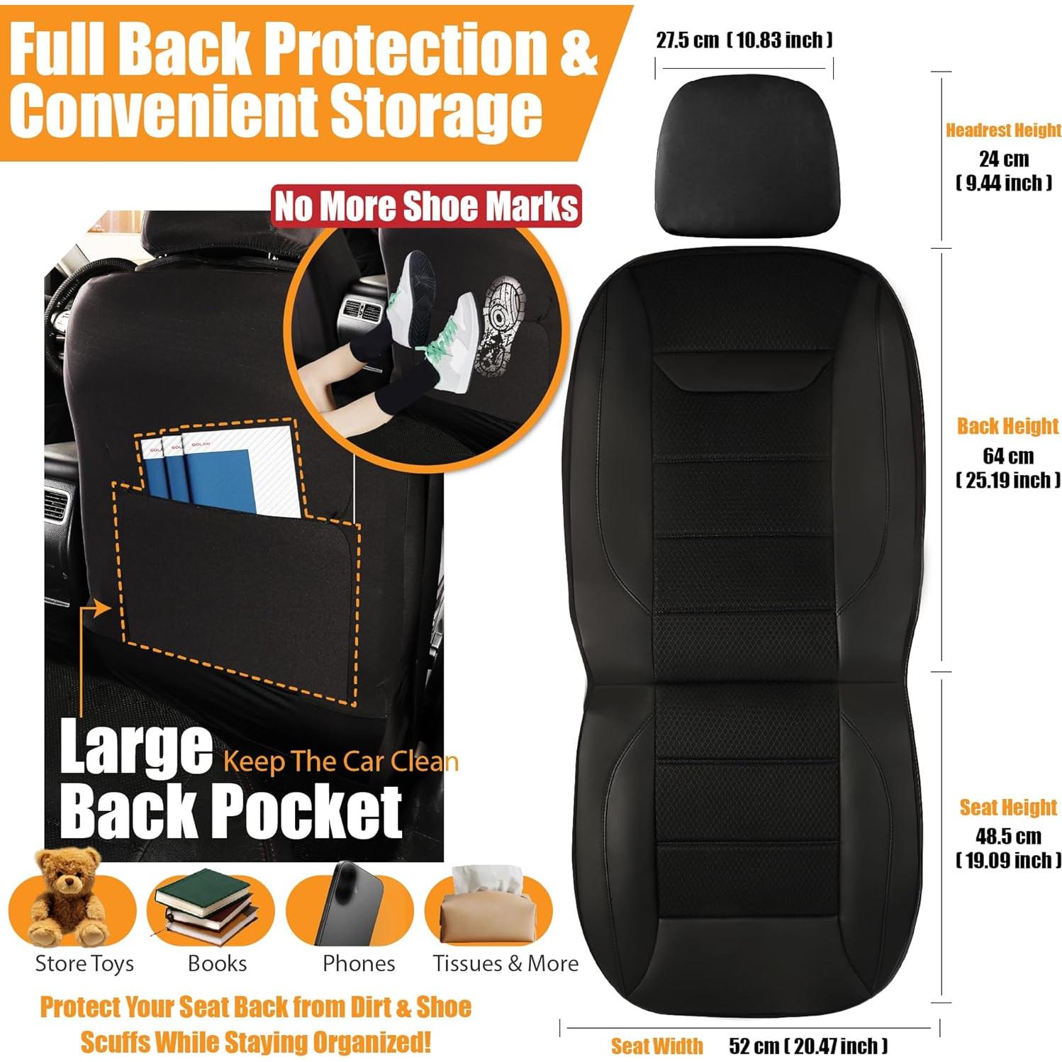 Funda de Asiento de Coche Kingphenix 2 Pack Universal Negro