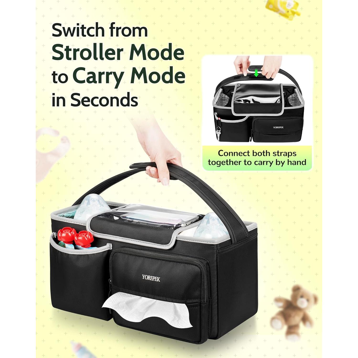 Organizador de Cochecito YOREPEK Negro para UPPAbaby y Más