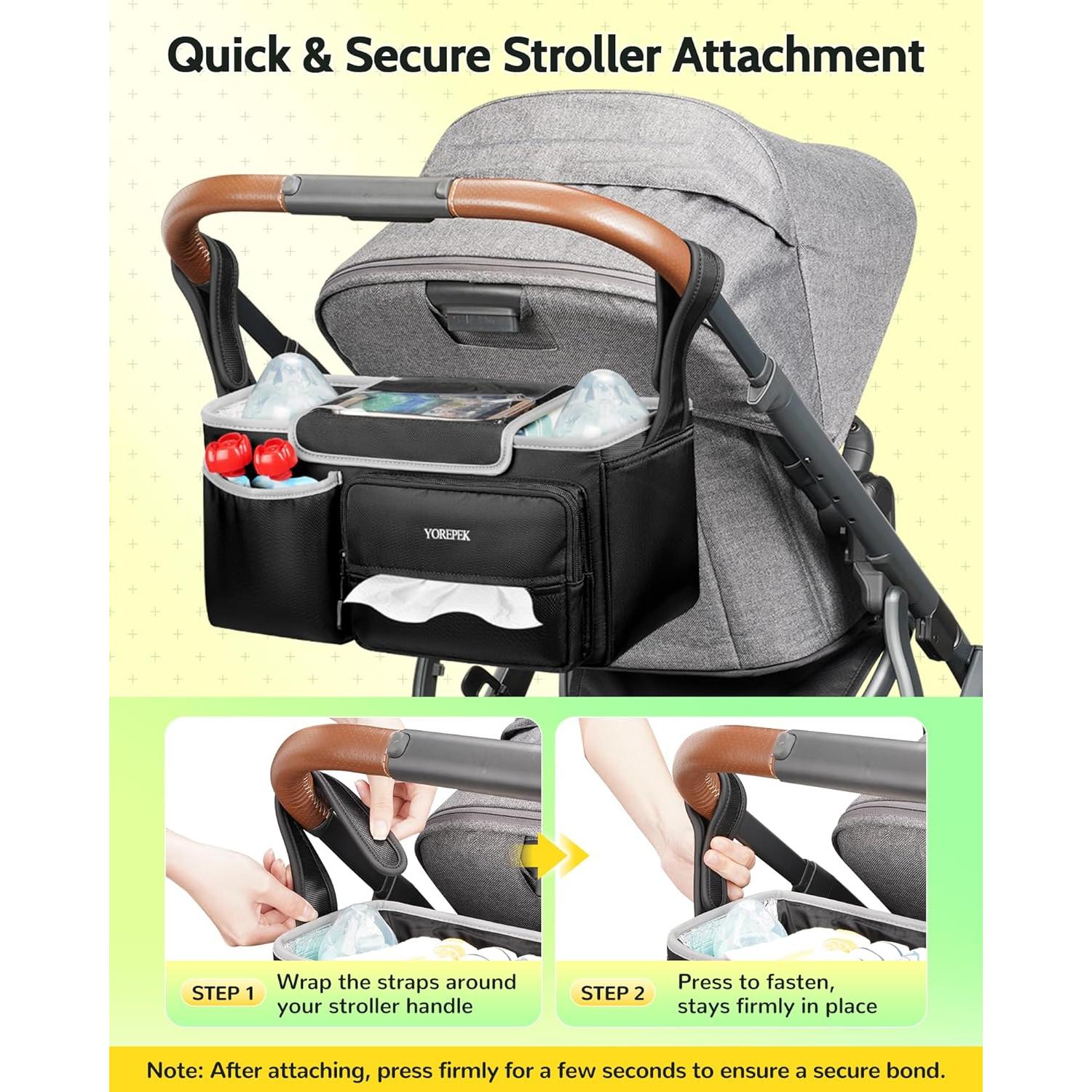 Organizador de Cochecito YOREPEK Negro para UPPAbaby y Más