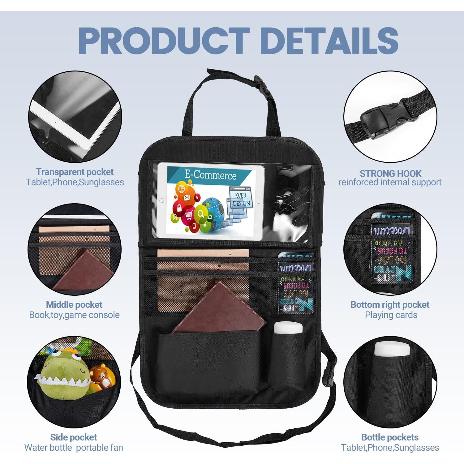 Organizador de Asiento Trasero KOHUIJOO con Bandeja Plegable