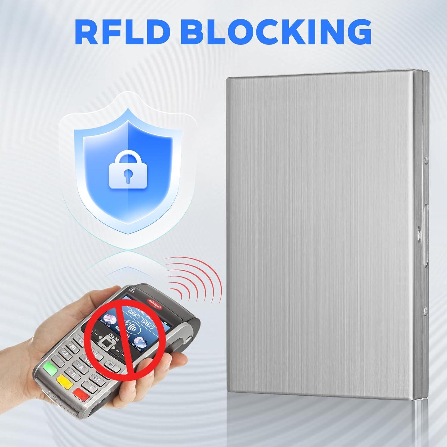 Soporte de Tarjetas de Crédito Metal KYZDZQ 6 Ranuras RFID Plata