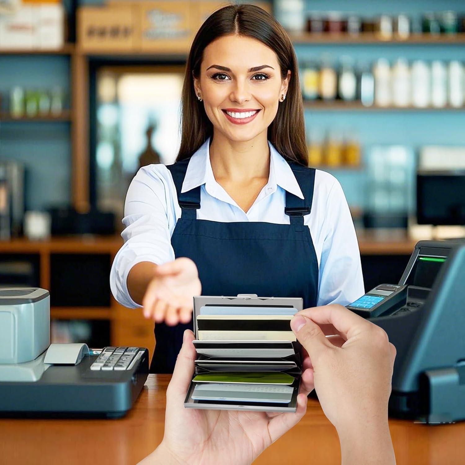 Soporte de Tarjetas de Crédito Metal KYZDZQ 6 Ranuras RFID Plata