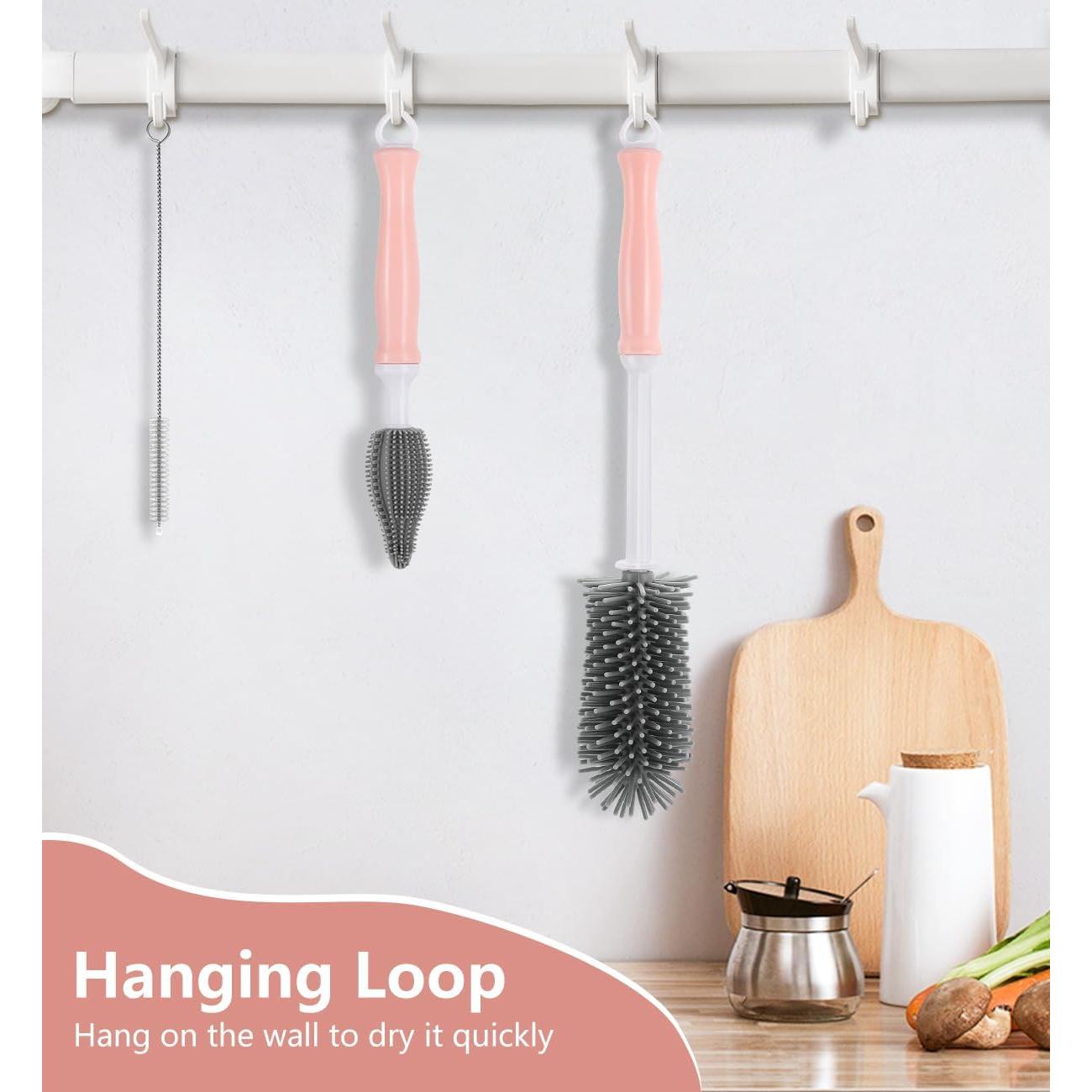 Cepillo de Limpieza 3-en-1 Zooawa para Botellas Bebé Rosa