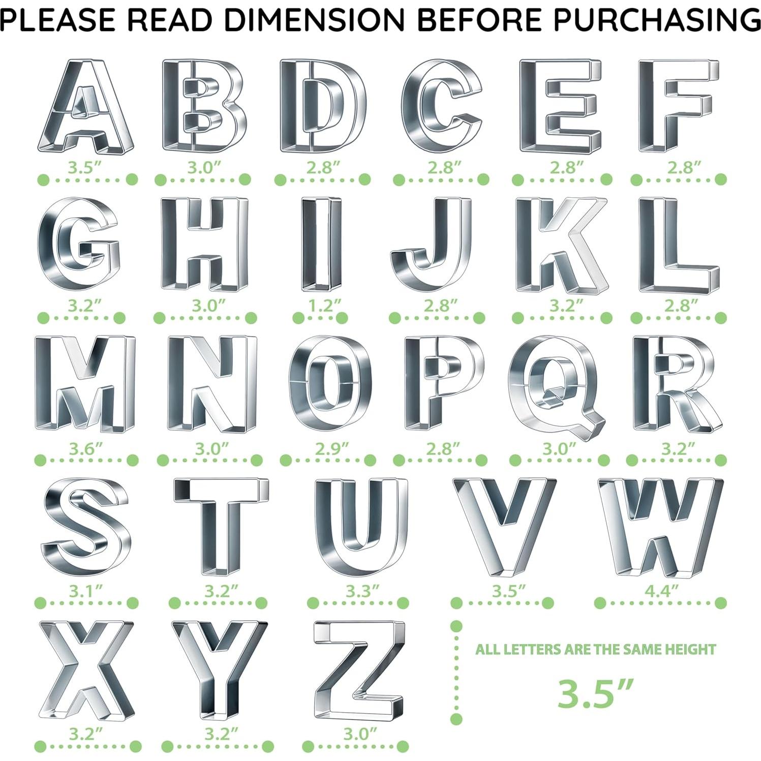 Juego de Cortadores de Galletas Alfabeto Bakerpan 26 Piezas 8.89 cm