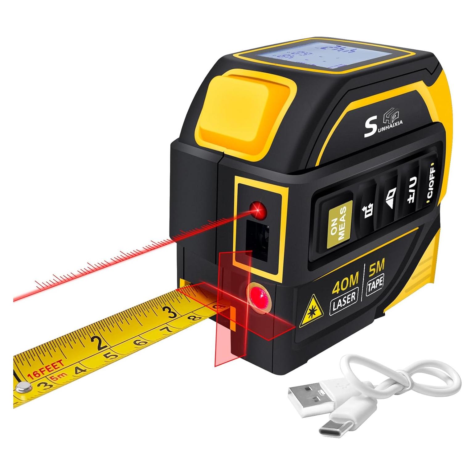 Medidor de cinta láser 4 en 1 SUNHAIXIA 40m + 5m AutoLock