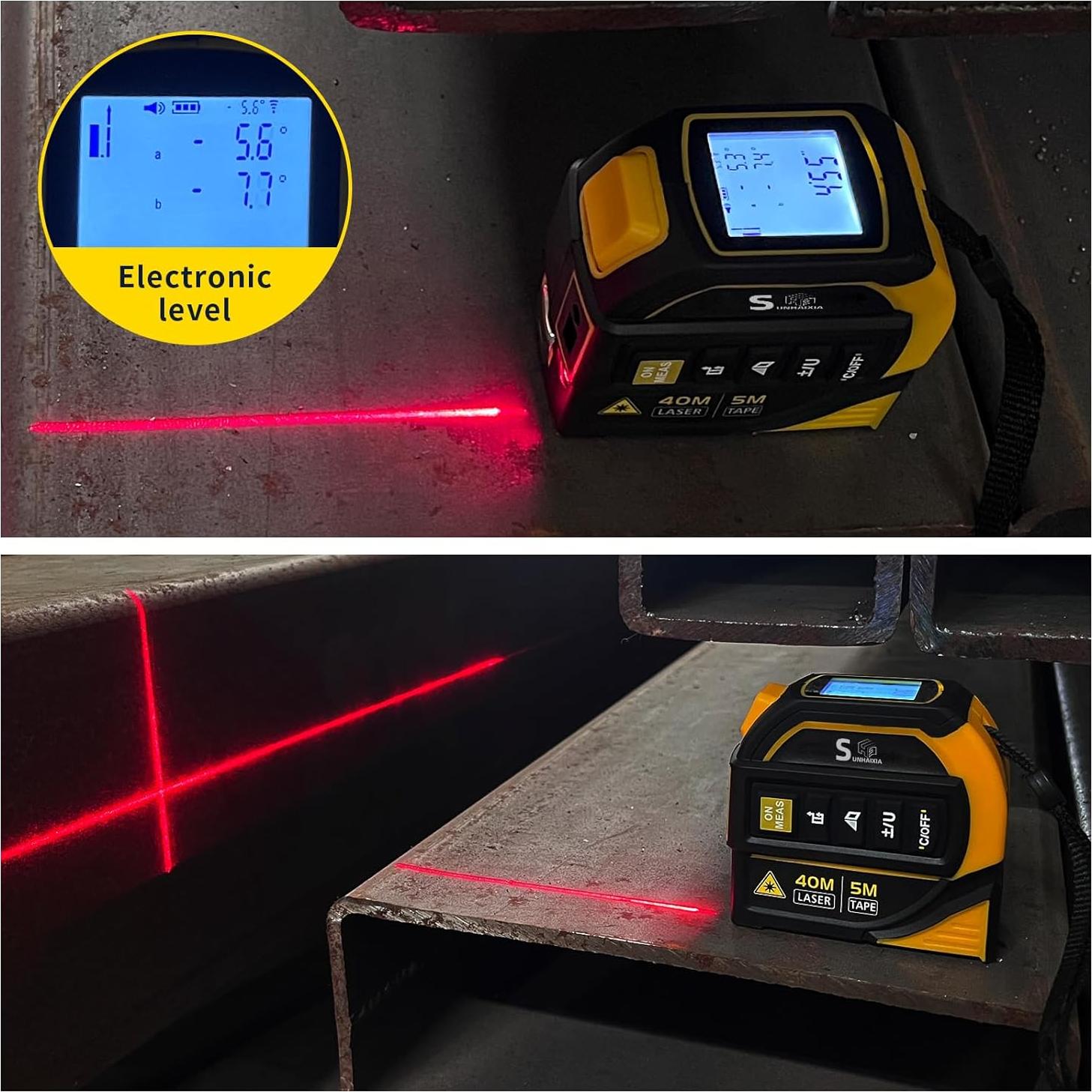 Medidor de cinta láser 4 en 1 SUNHAIXIA 40m + 5m AutoLock
