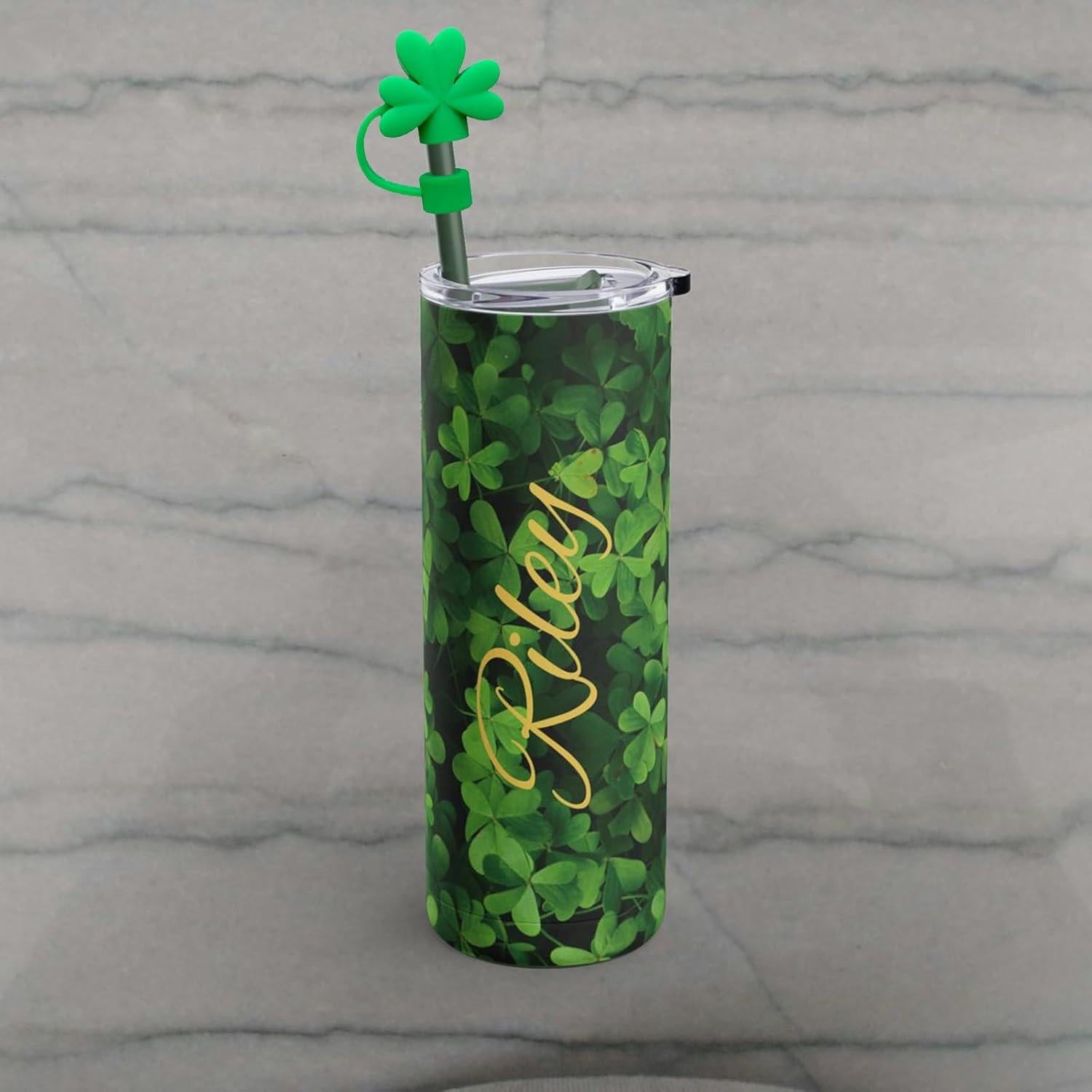 Cubiertas de paja de silicona verde LETSWIN para taza Stanley 10 mm