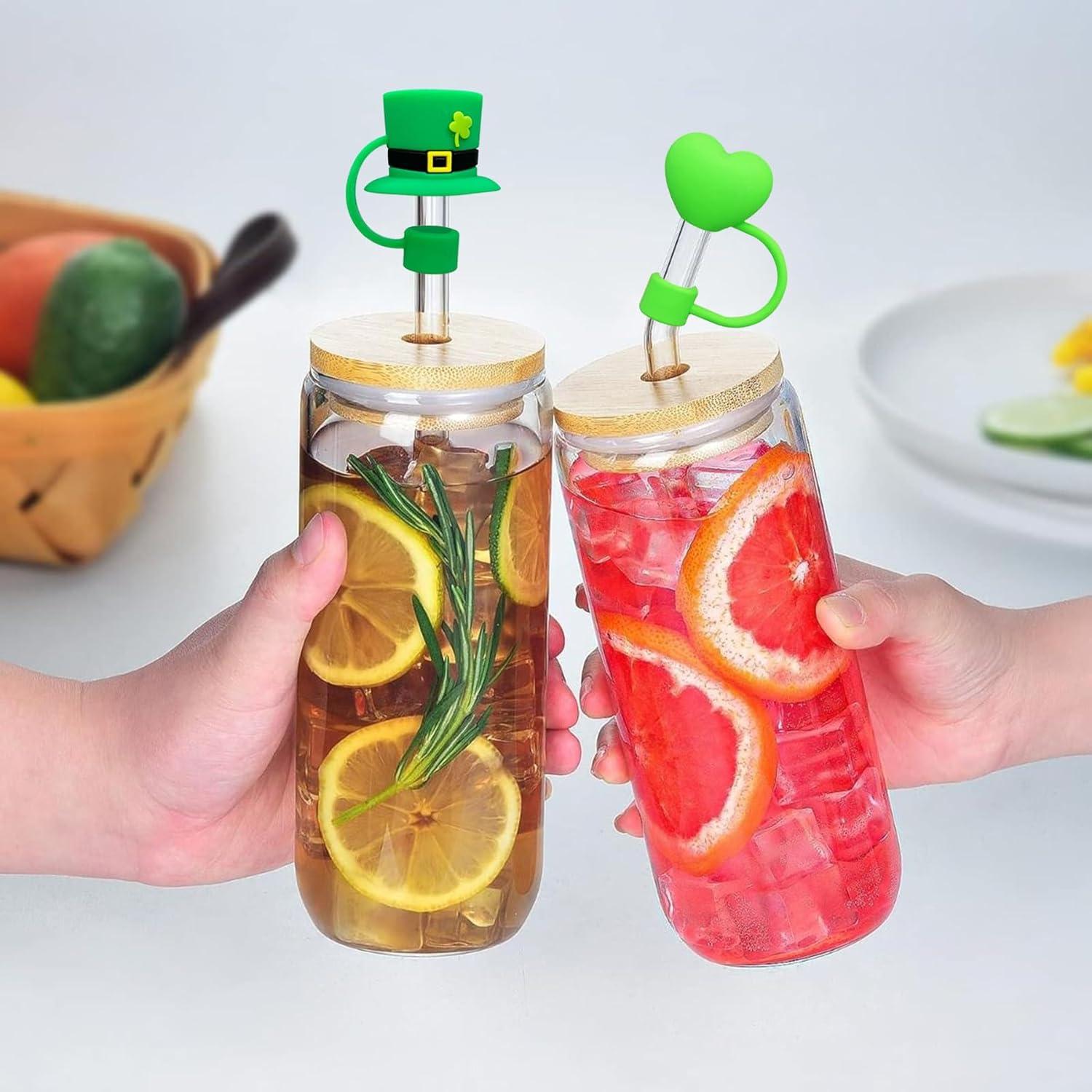 Cubiertas de paja de silicona verde LETSWIN para taza Stanley 10 mm