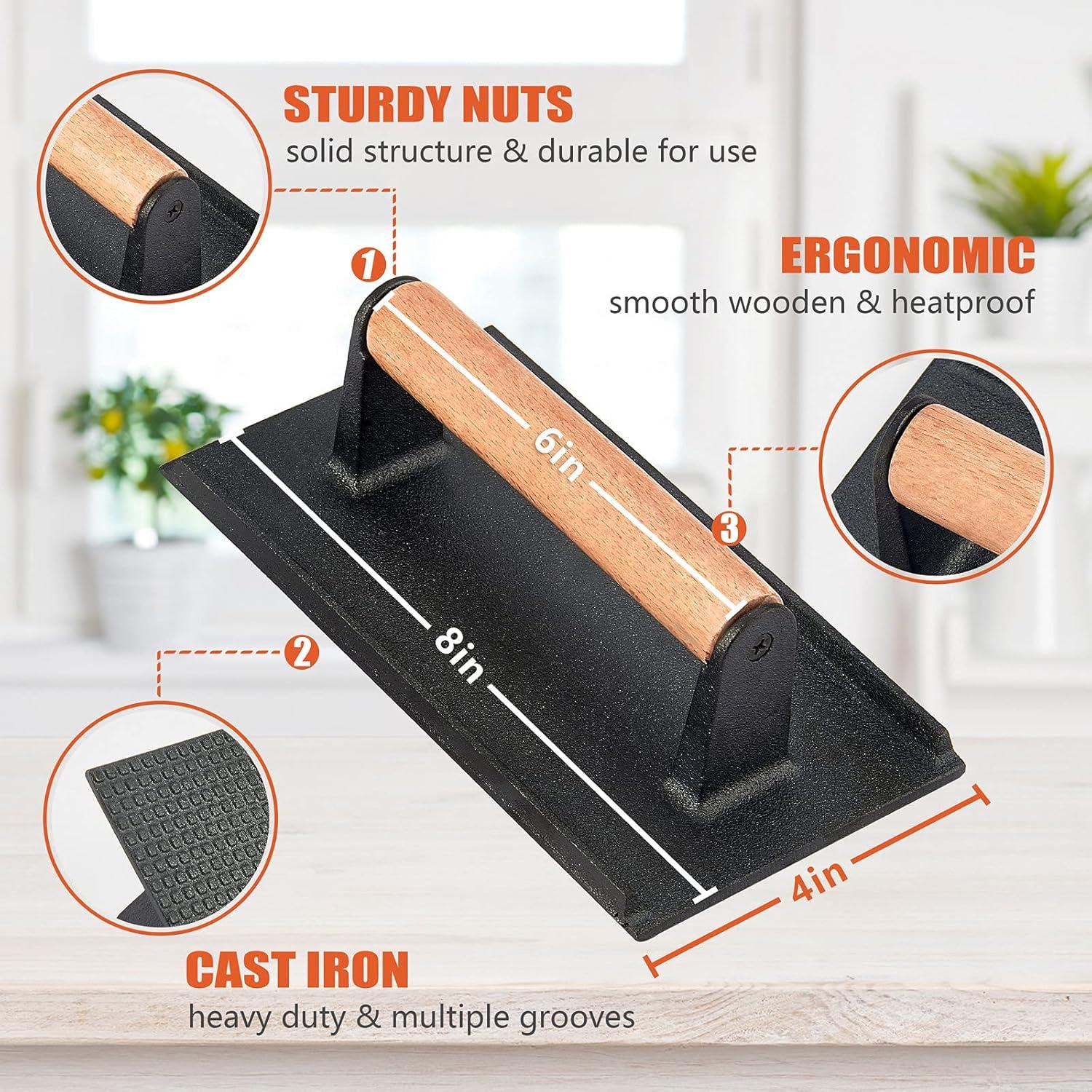 Domo Derretimiento Queso 30.48 cm + Prensa Parrilla Hierro Fundido 20.32x10.16 cm HaSteeL