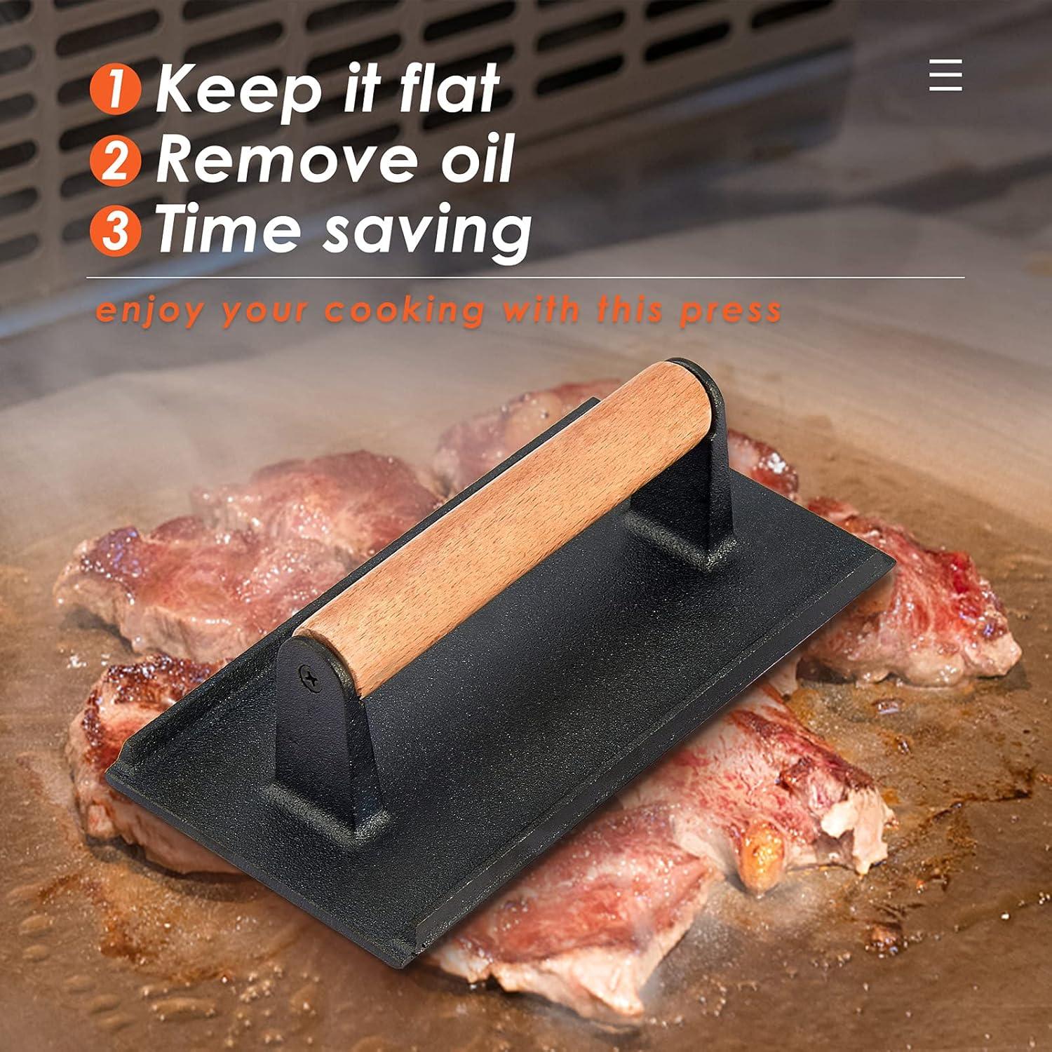 Domo Derretimiento Queso 30.48 cm + Prensa Parrilla Hierro Fundido 20.32x10.16 cm HaSteeL