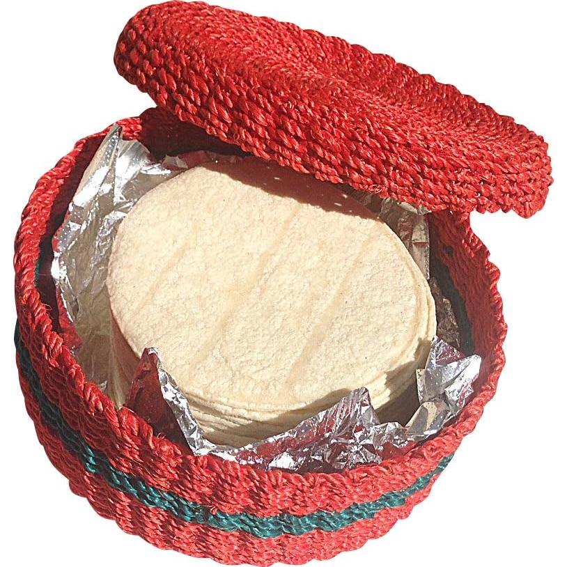 Cesta de Tortilla Redonda Abaca Roja Green Breeze 21.6 cm