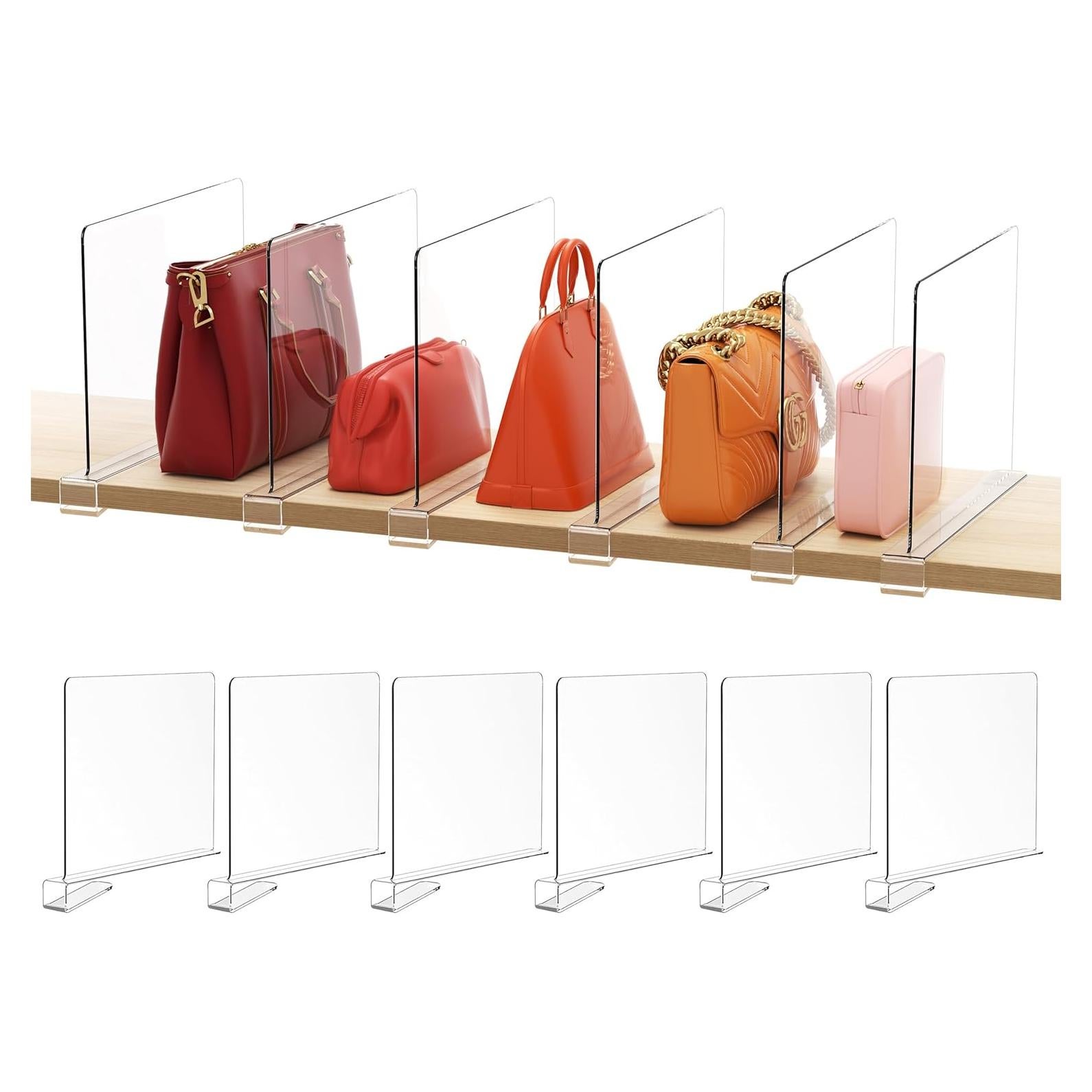 Separadores de Estante HBlife 6 PCS Acrílico Transparente