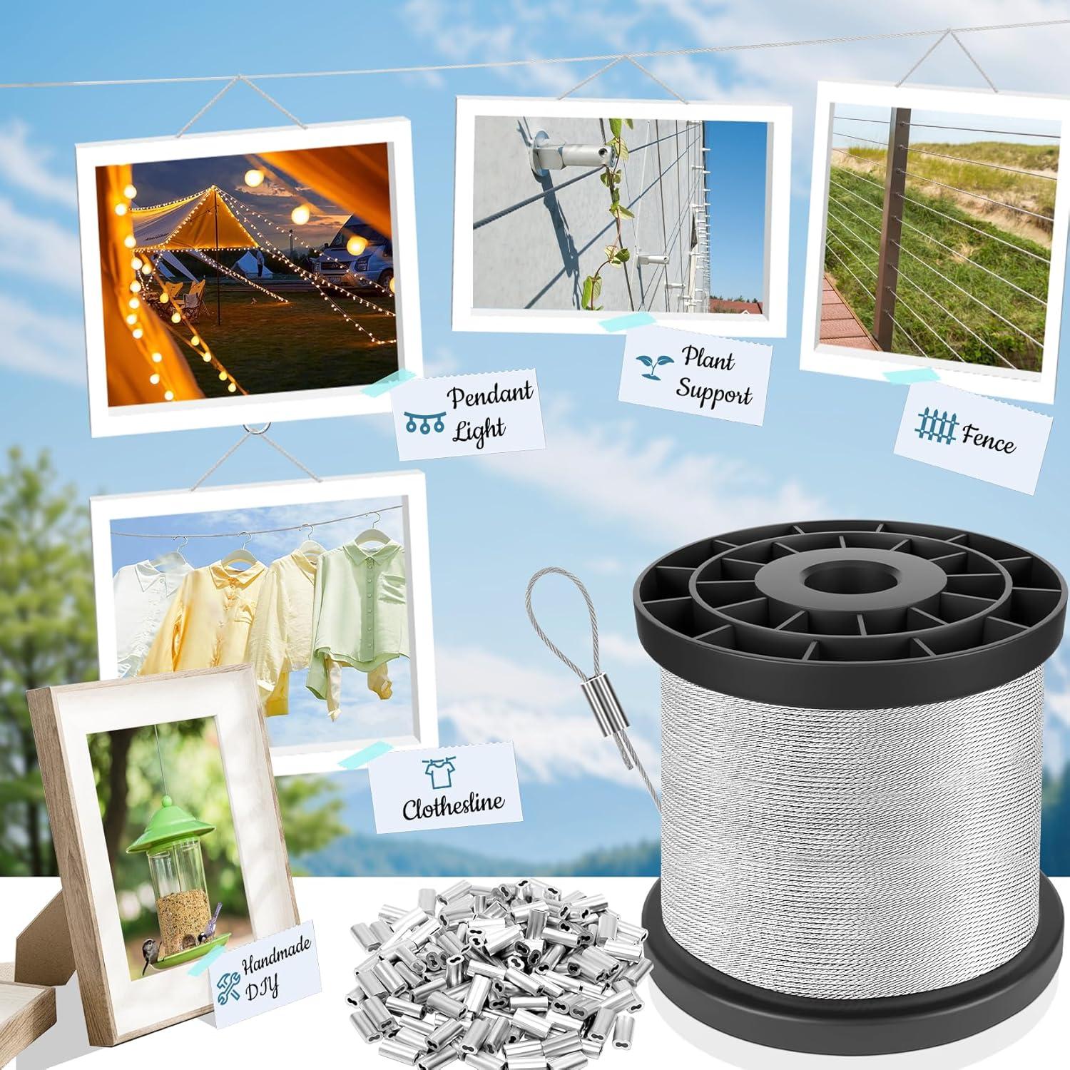 Cable de Acero Inoxidable 316 60.96m 1/32" con 50 Manguitos