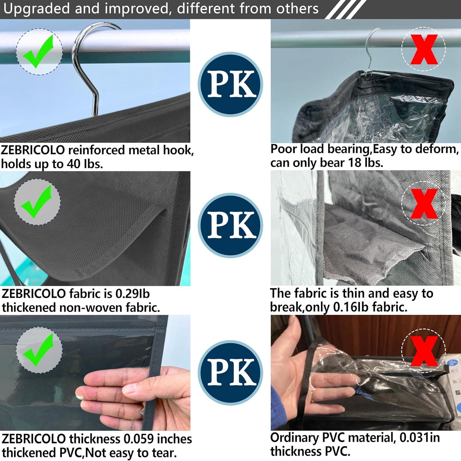 Organizador de Bolso Colgante Zebricolo Negro 1 Paquete 8 Bolsillos