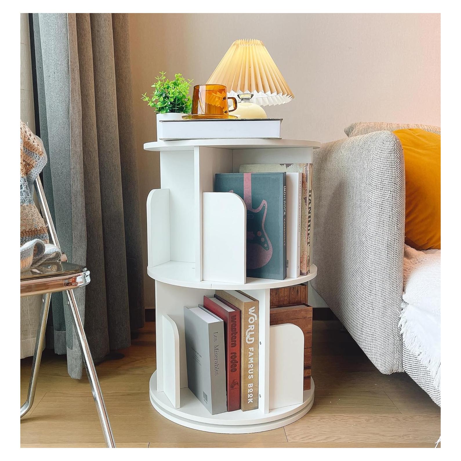 Estantería Rotativa Heehee 2 Niveles Blanco 68 cm Almacenamiento