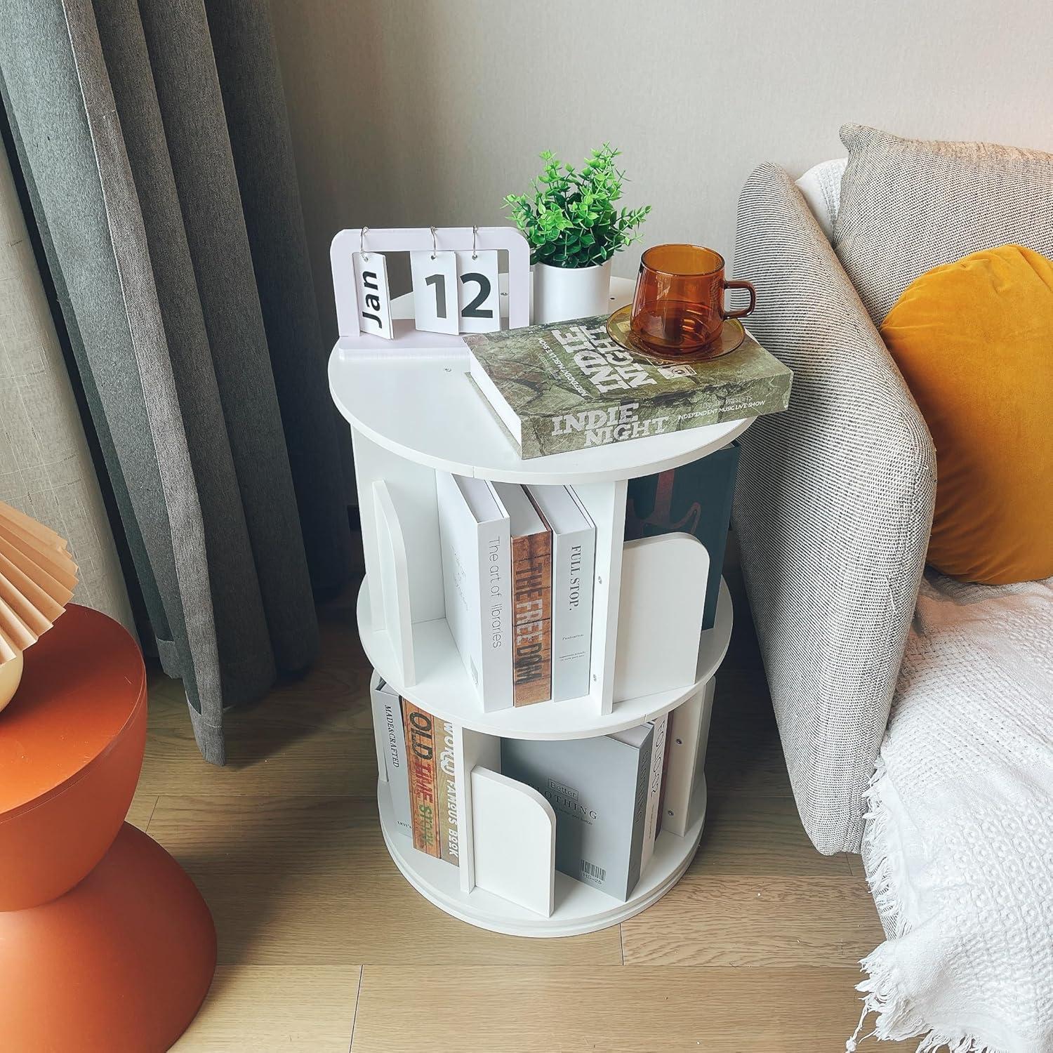 Estantería Rotativa Heehee 2 Niveles Blanco 68 cm Almacenamiento