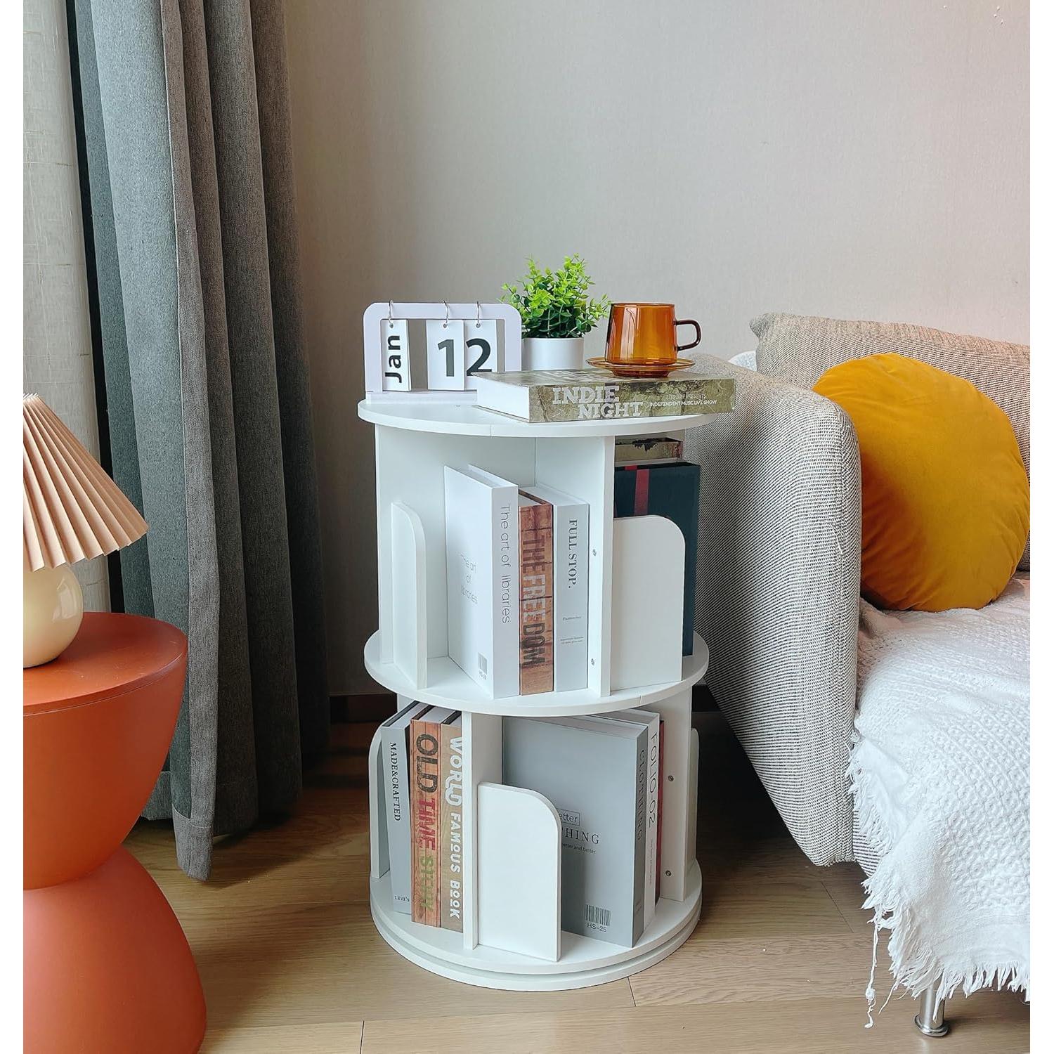 Estantería Rotativa Heehee 2 Niveles Blanco 68 cm Almacenamiento