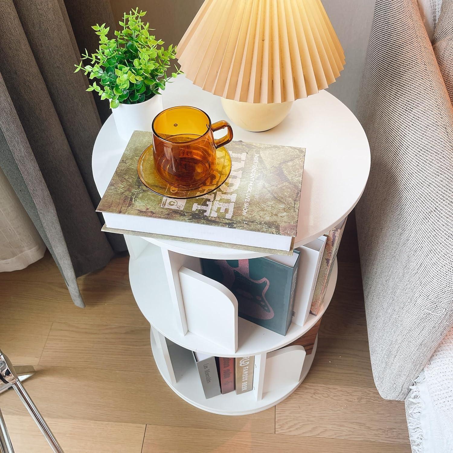 Estantería Rotativa Heehee 2 Niveles Blanco 68 cm Almacenamiento