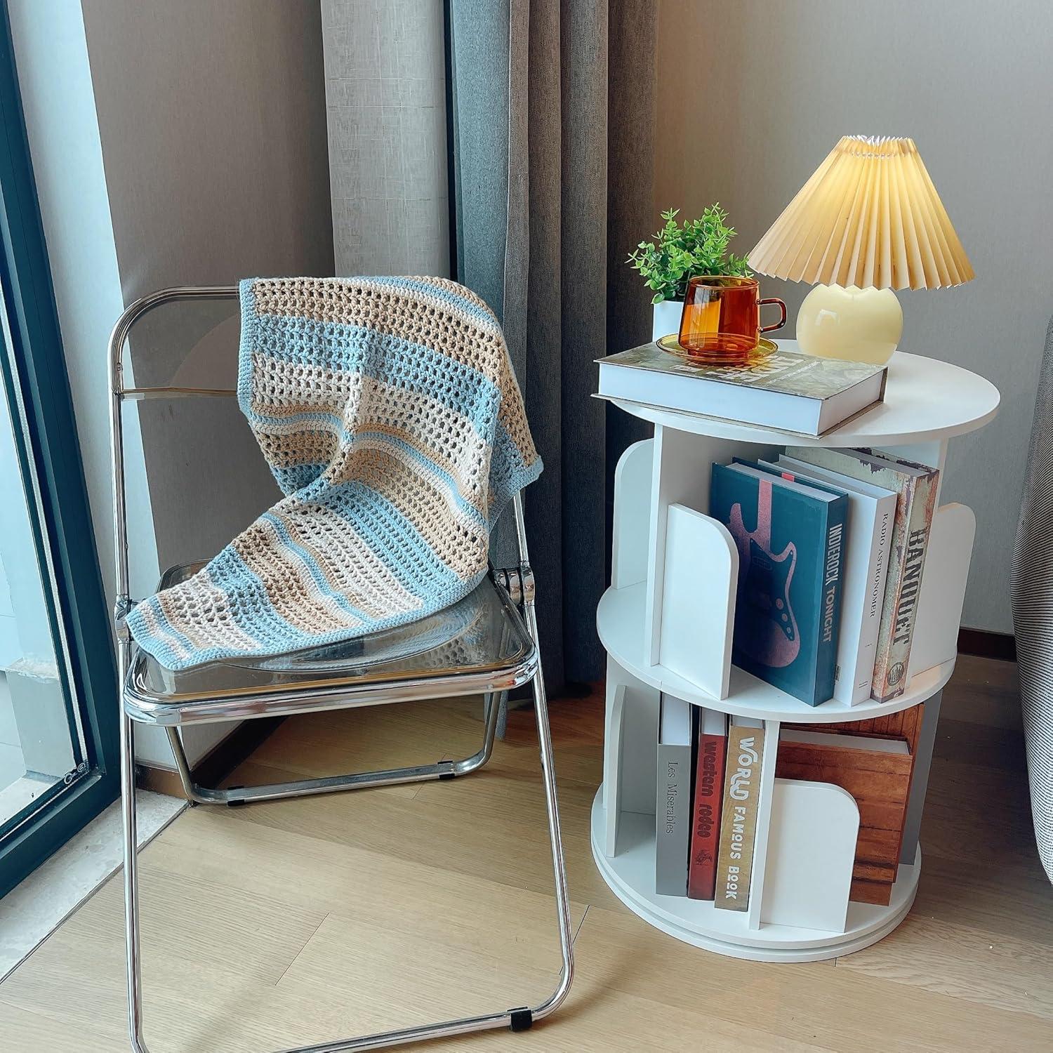 Estantería Rotativa Heehee 2 Niveles Blanco 68 cm Almacenamiento