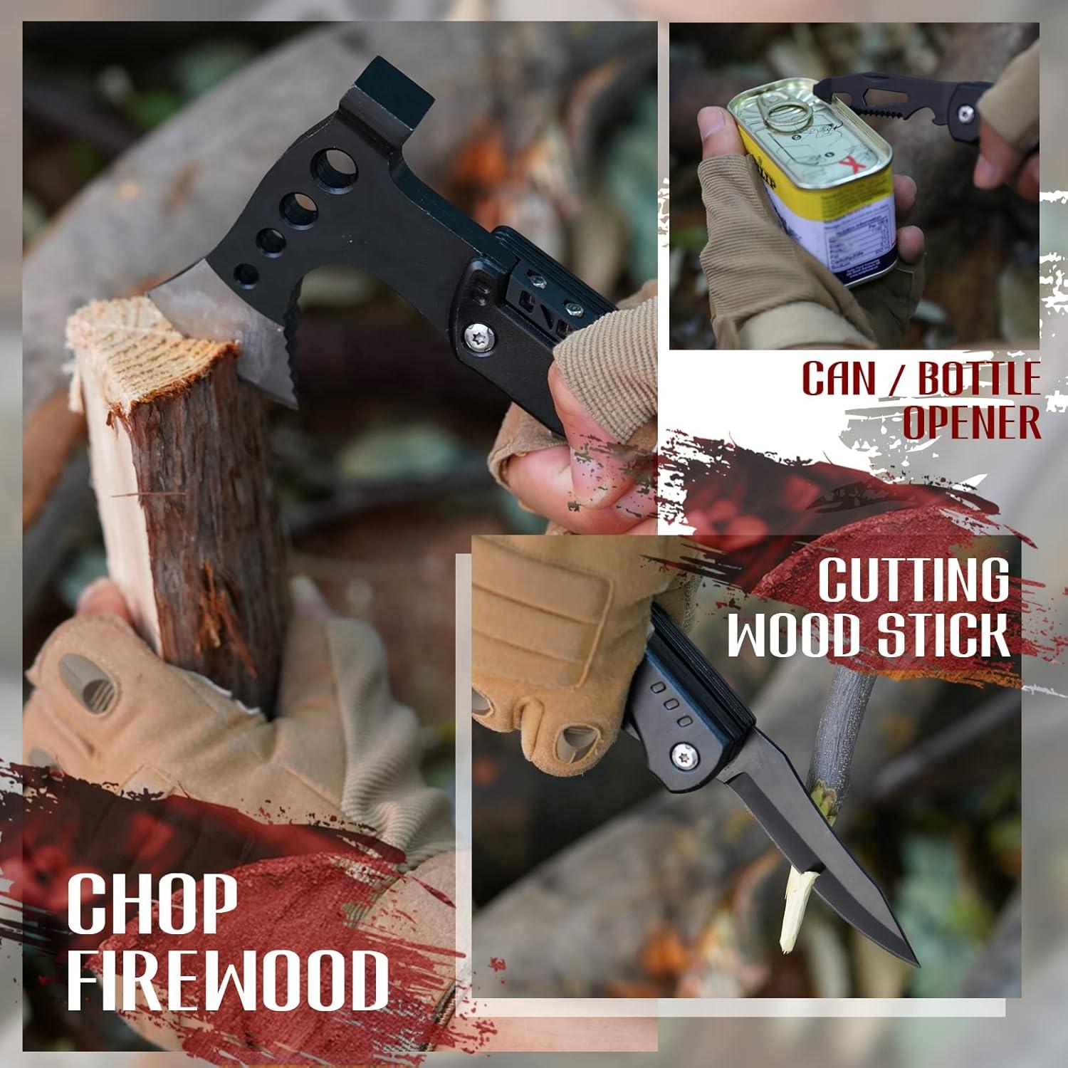 Hacha Multiherramienta VEITORLD Compacta 14 en 1 para Camping