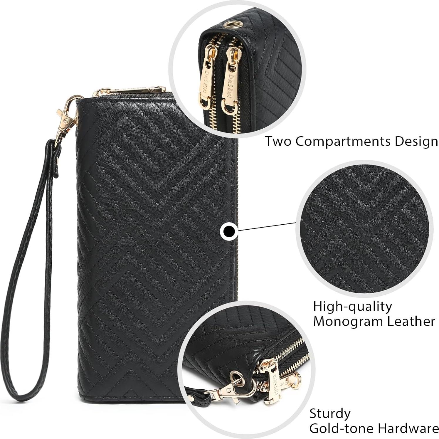 Cartera Dasein con Bloqueo RFID para Mujeres, Negro Acolchado