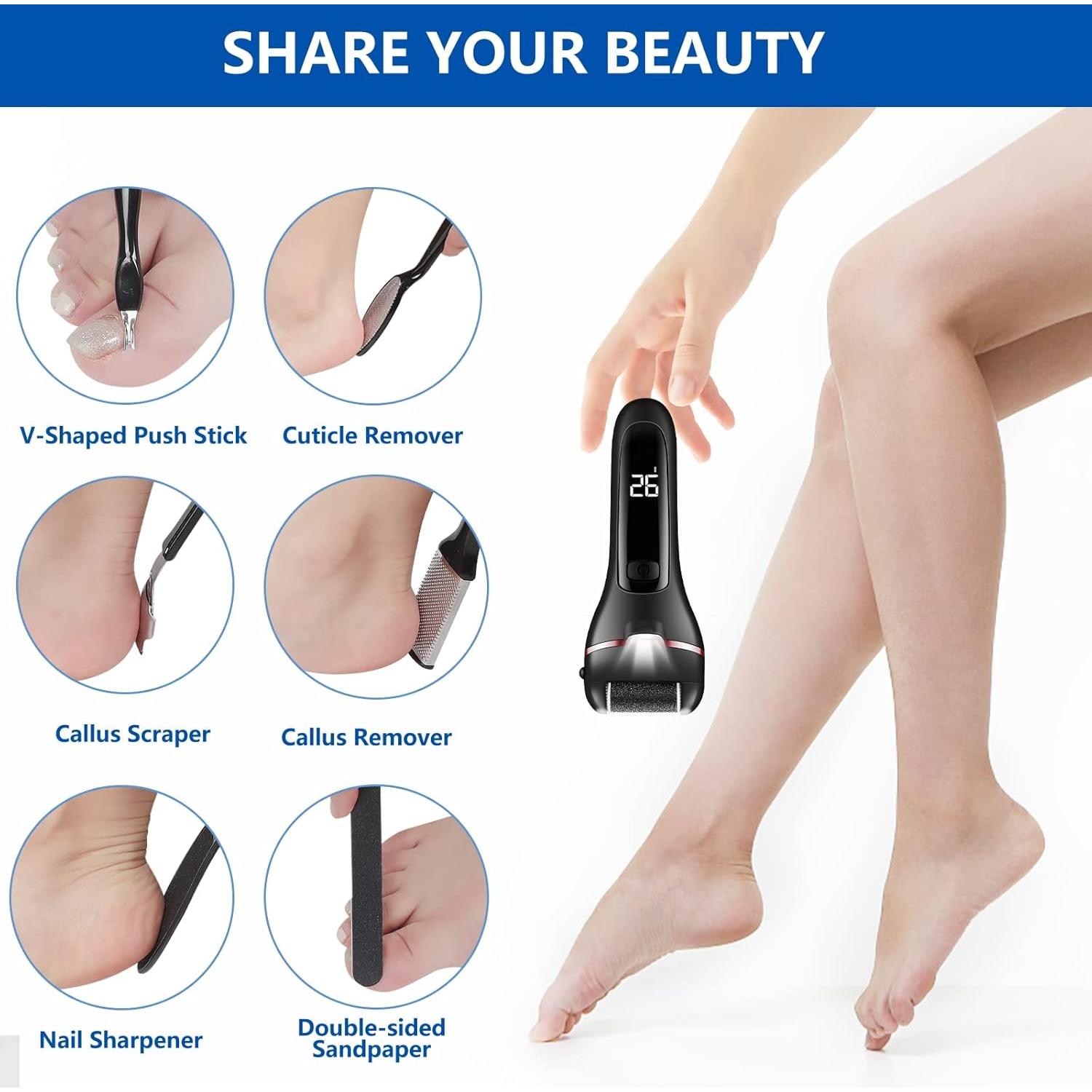 Removedor de Callos Eléctrico Zikillya con 16 Piezas y 3 Rodillos