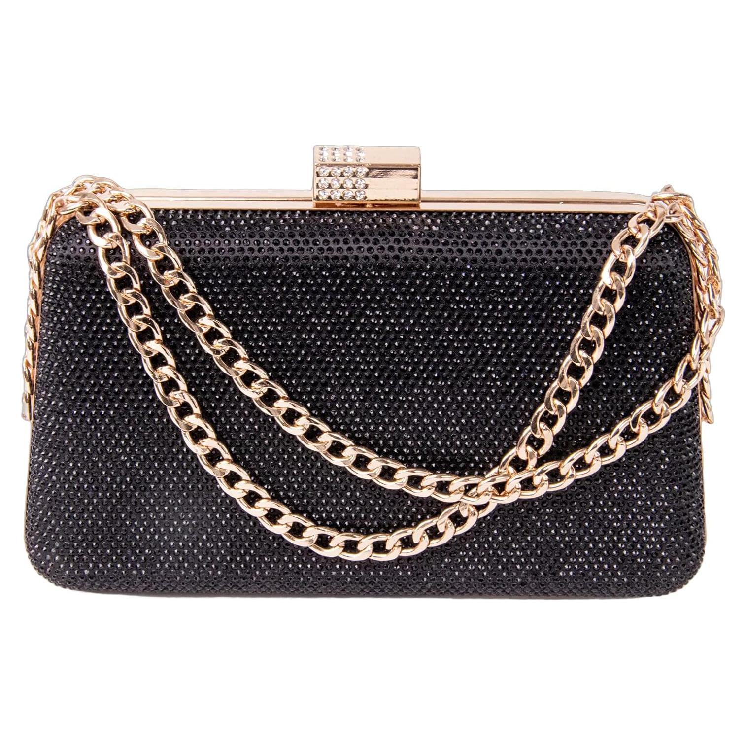Bolso de Noche Mulian LilY con Brillantes de Strass Negro