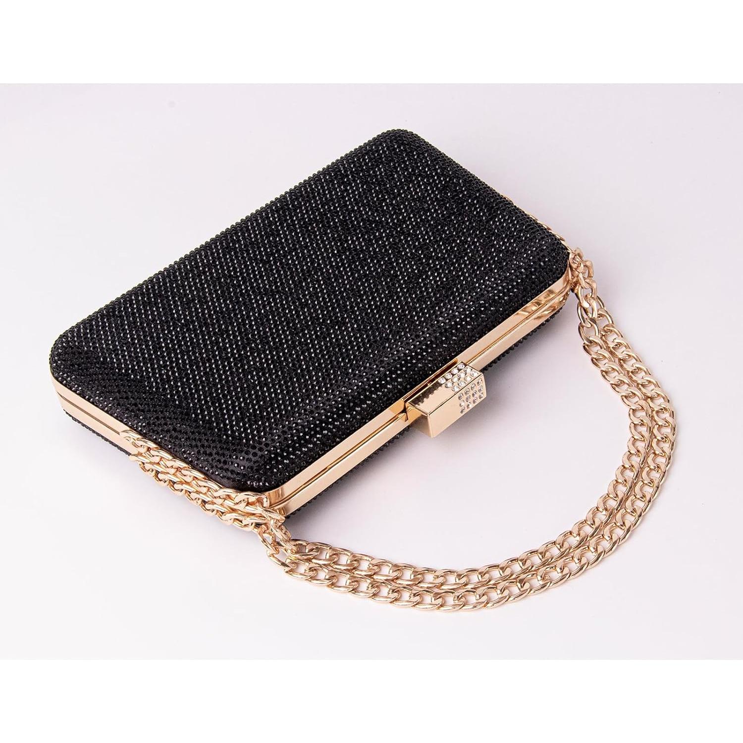 Bolso de Noche Mulian LilY con Brillantes de Strass Negro