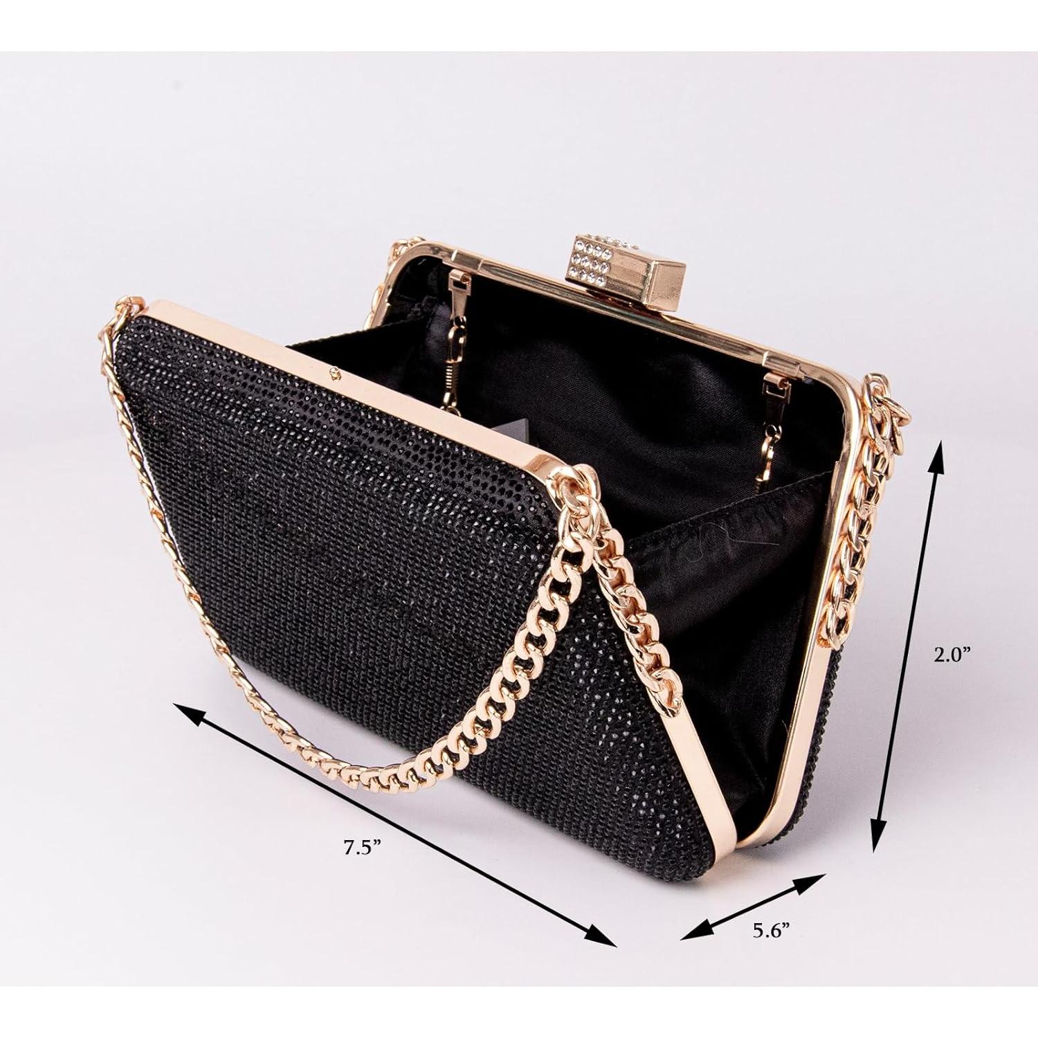Bolso de Noche Mulian LilY con Brillantes de Strass Negro