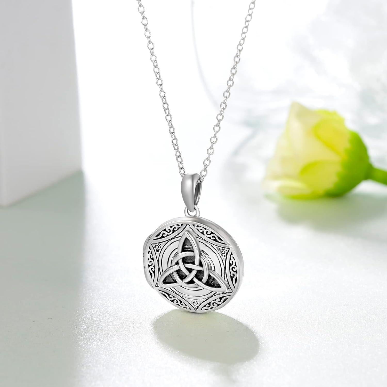Collar Locket Celta 925 Plata Esterlina con Cadena 50.8 cm