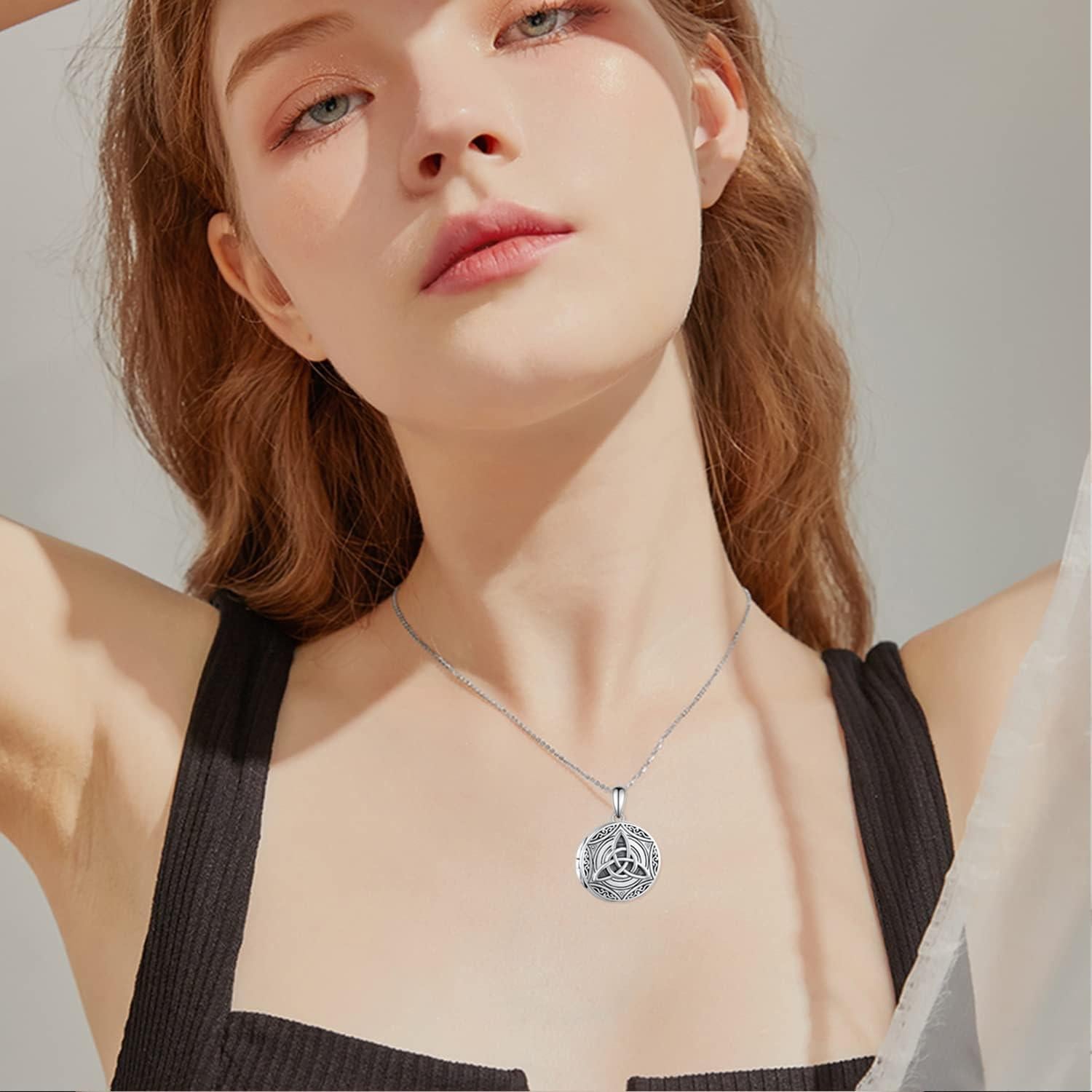 Collar Locket Celta 925 Plata Esterlina con Cadena 50.8 cm