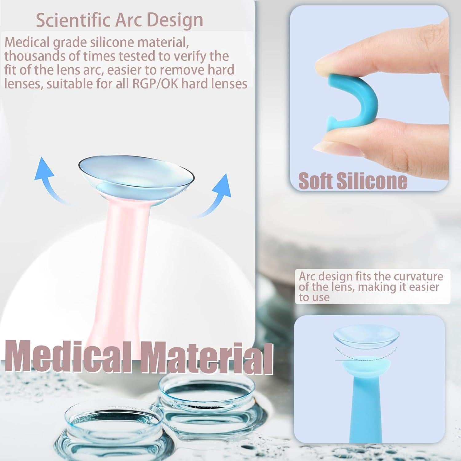 Removedor de Lentes de Contacto Duras Eagosion 6PCS Rosa