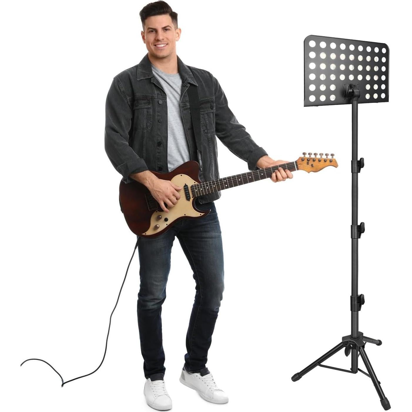 Soporte de Partituras Ajustable Mdvora 91-178cm Plegable con Bolsa