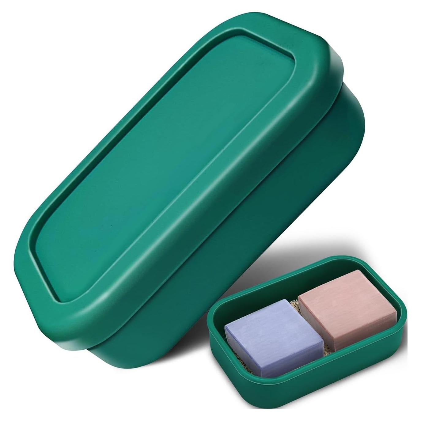 Enhanced Leak Proof Traveling Soap Holder with Lid, Shampoo Bar & Conditioner Bar Holder, Soap Container with Draining Layer, Portable Bar Soap Holder for Bathroom, Gym, Camping