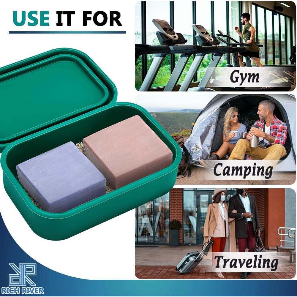 Enhanced Leak Proof Traveling Soap Holder with Lid, Shampoo Bar & Conditioner Bar Holder, Soap Container with Draining Layer, Portable Bar Soap Holder for Bathroom, Gym, Camping