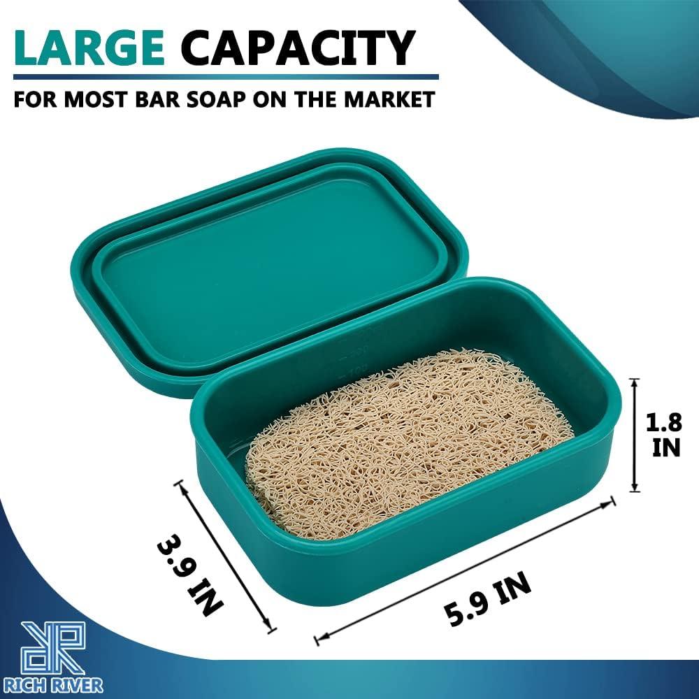 Enhanced Leak Proof Traveling Soap Holder with Lid, Shampoo Bar & Conditioner Bar Holder, Soap Container with Draining Layer, Portable Bar Soap Holder for Bathroom, Gym, Camping