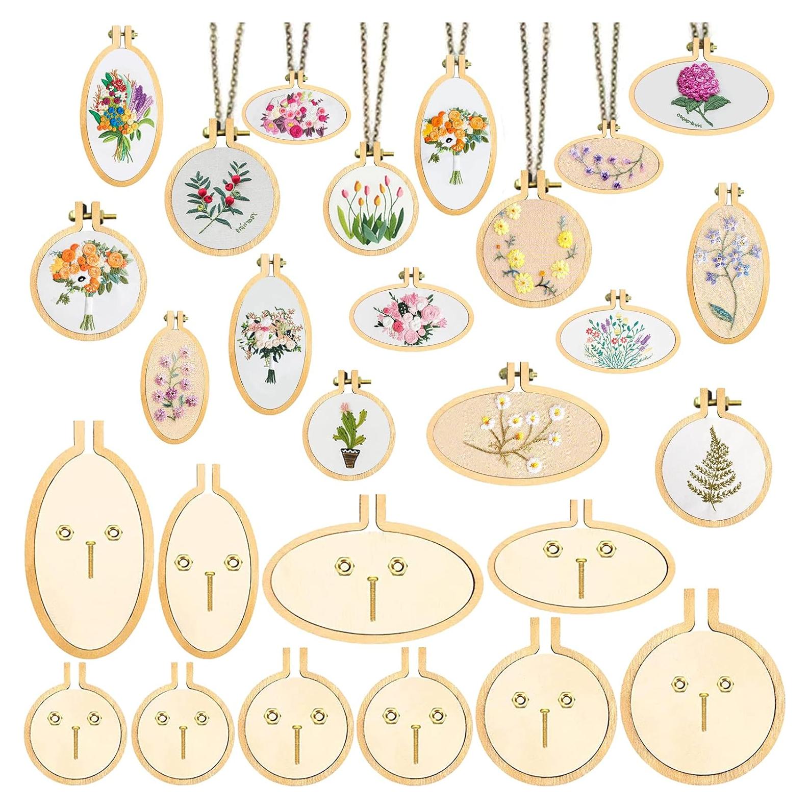 ZOCONE Paquete de 10 Aros de Bordado de Madera Mini