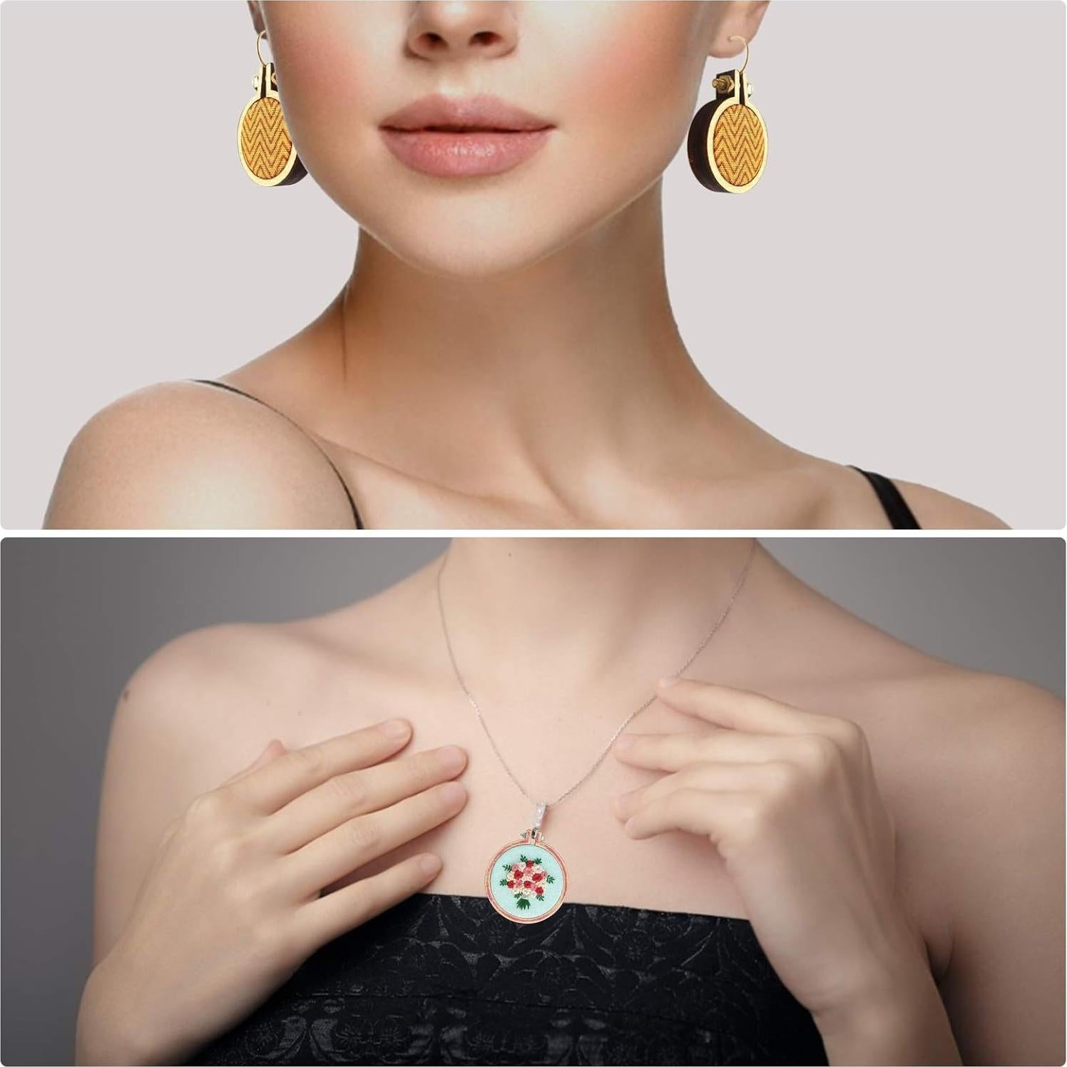 ZOCONE Paquete de 10 Aros de Bordado de Madera Mini