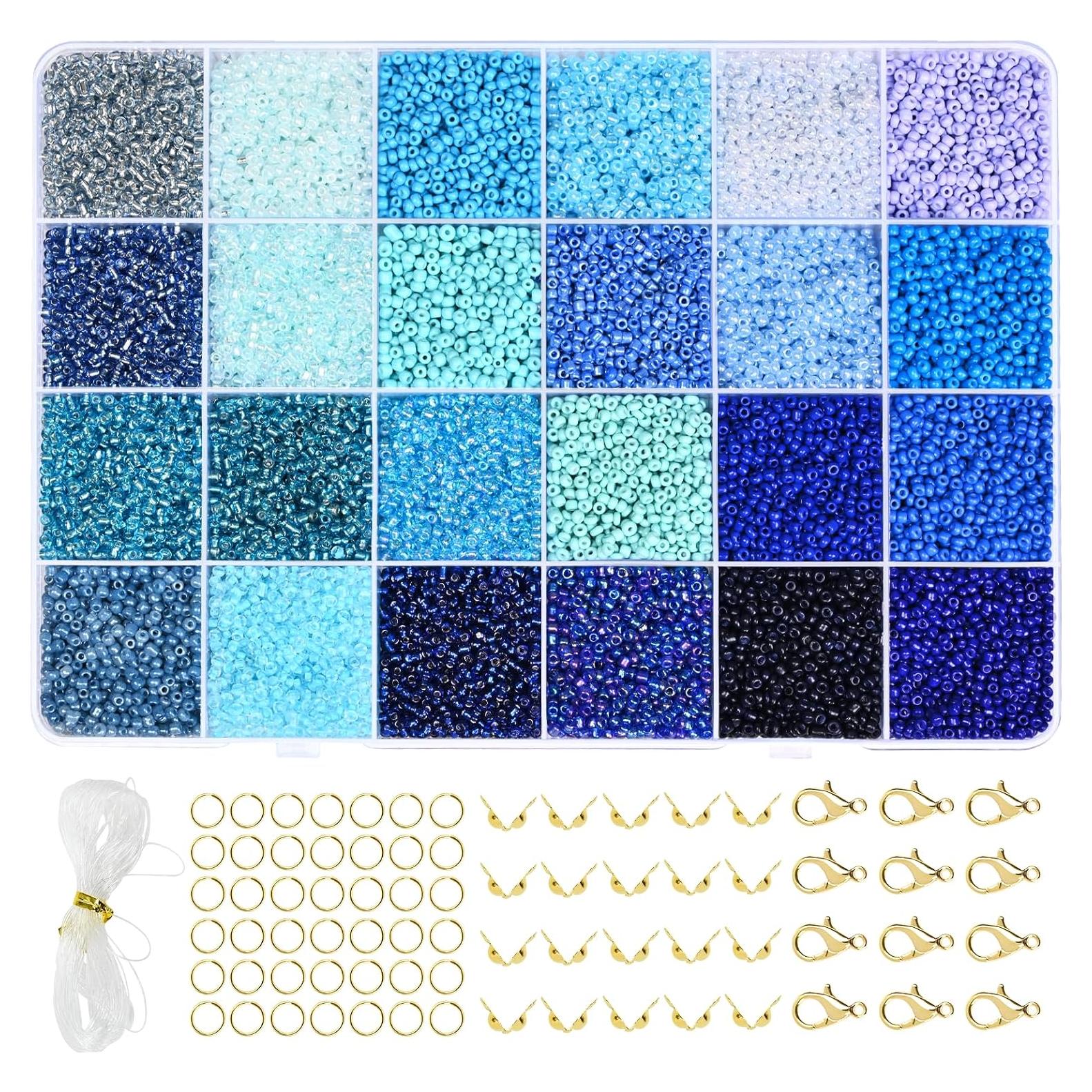 Kit de Cuentas de Vidrio Vtssvow 22000pcs 2mm Mezcla Azul