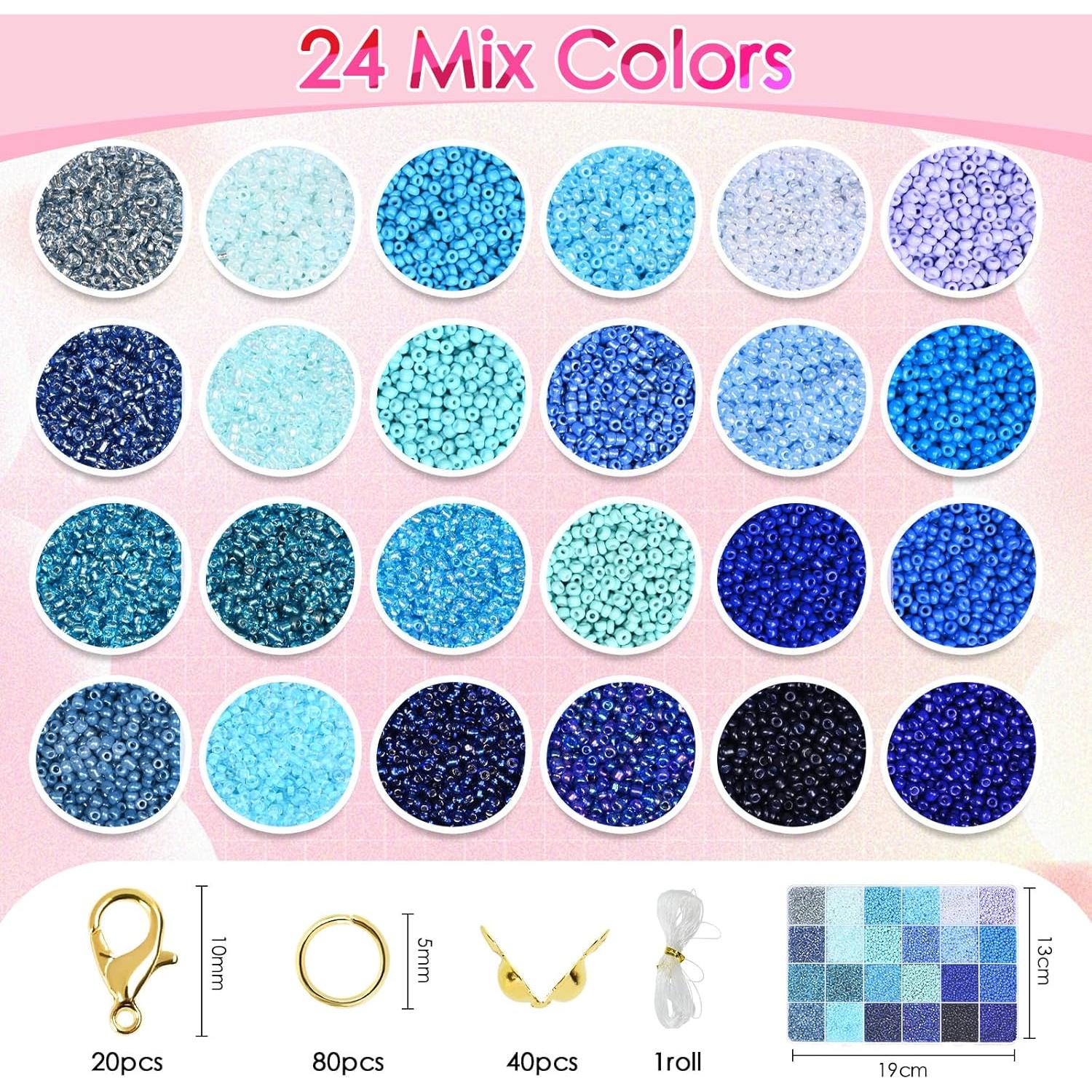 Kit de Cuentas de Vidrio Vtssvow 22000pcs 2mm Mezcla Azul