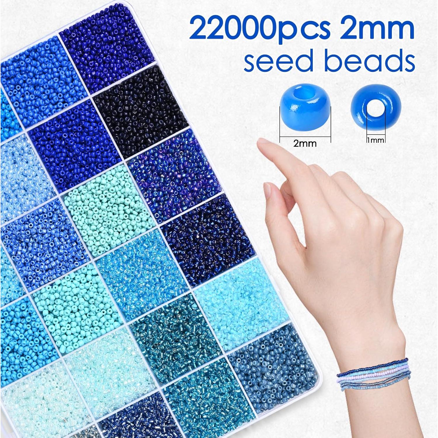 Kit de Cuentas de Vidrio Vtssvow 22000pcs 2mm Mezcla Azul