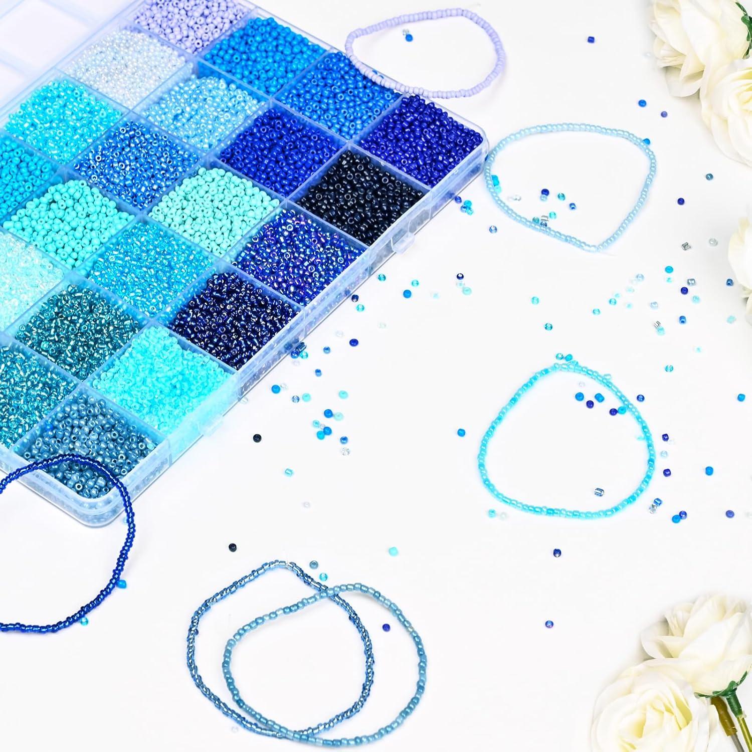 Kit de Cuentas de Vidrio Vtssvow 22000pcs 2mm Mezcla Azul