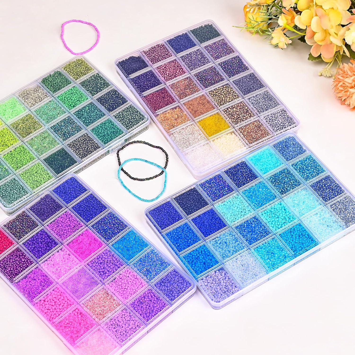 Kit de Cuentas de Vidrio Vtssvow 22000pcs 2mm Mezcla Azul