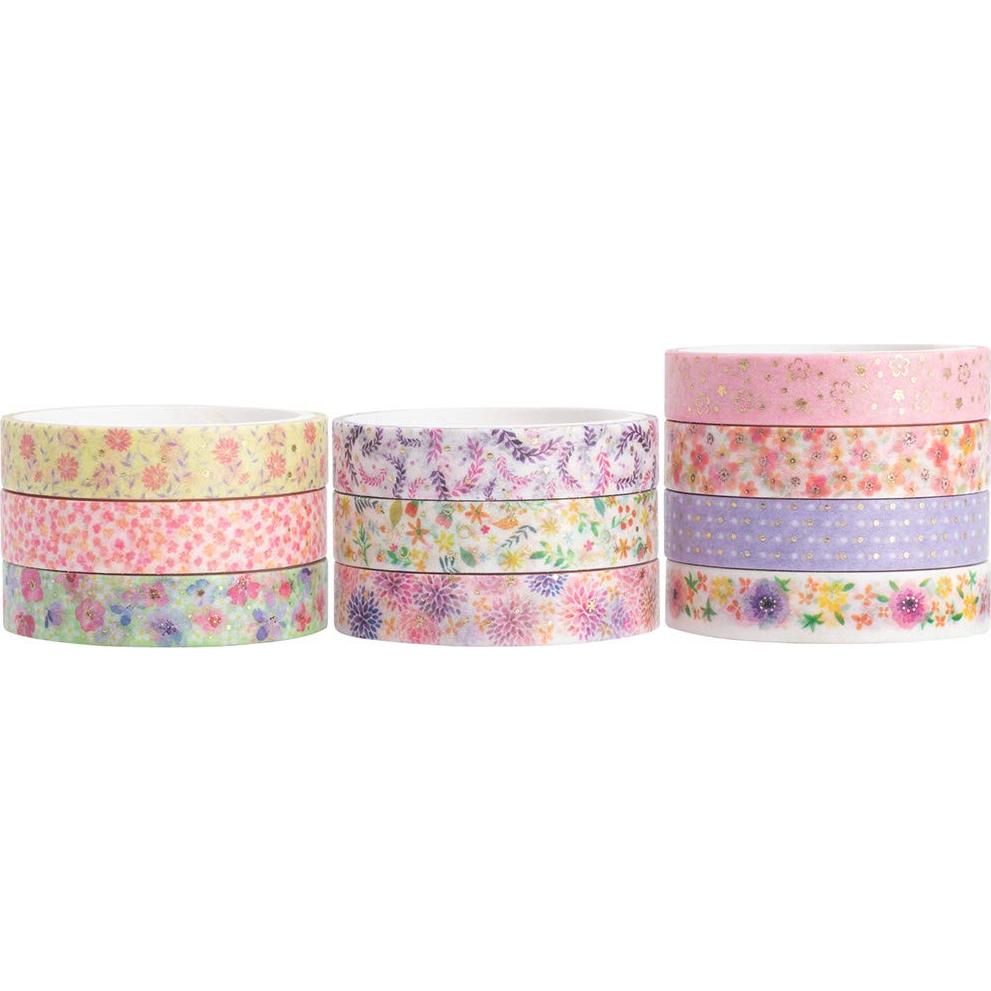 Cinta Washi Decorativa YUBBAEX 10 Rollos 8mm Flores Hermosas