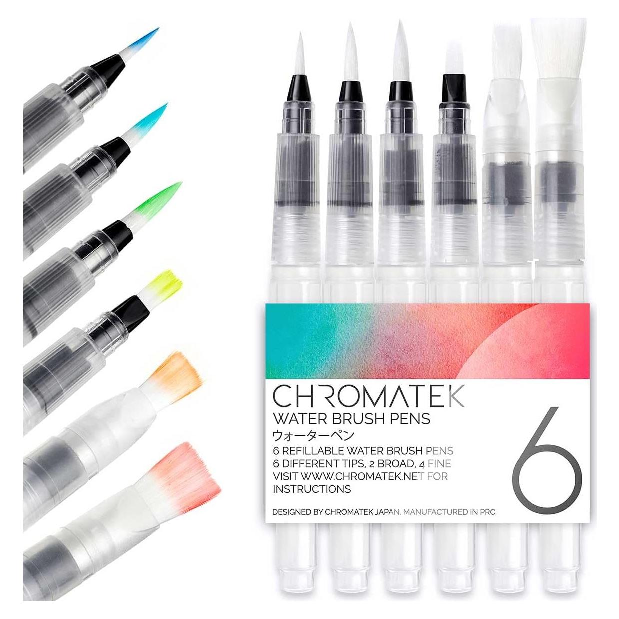Set de 6 Pinceles de Acuarela Chromatek con Punta de Nylon