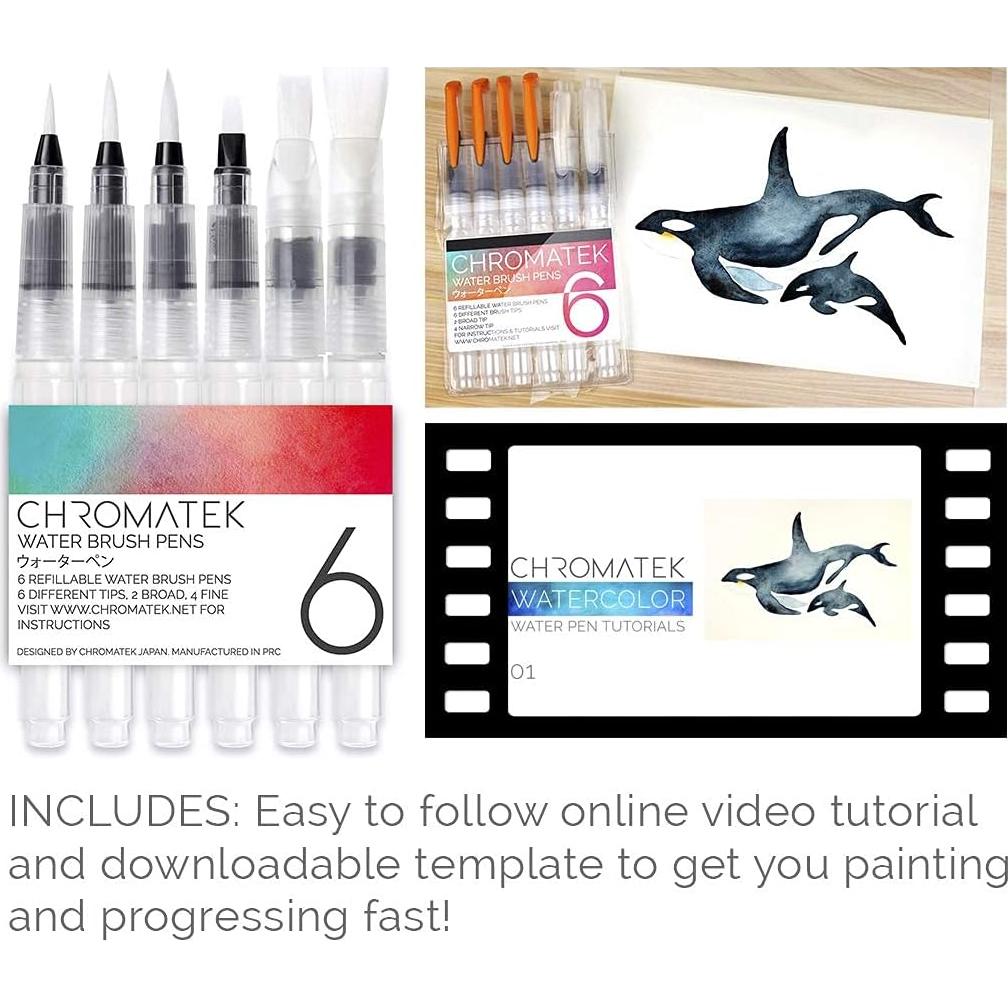 Set de 6 Pinceles de Acuarela Chromatek con Punta de Nylon