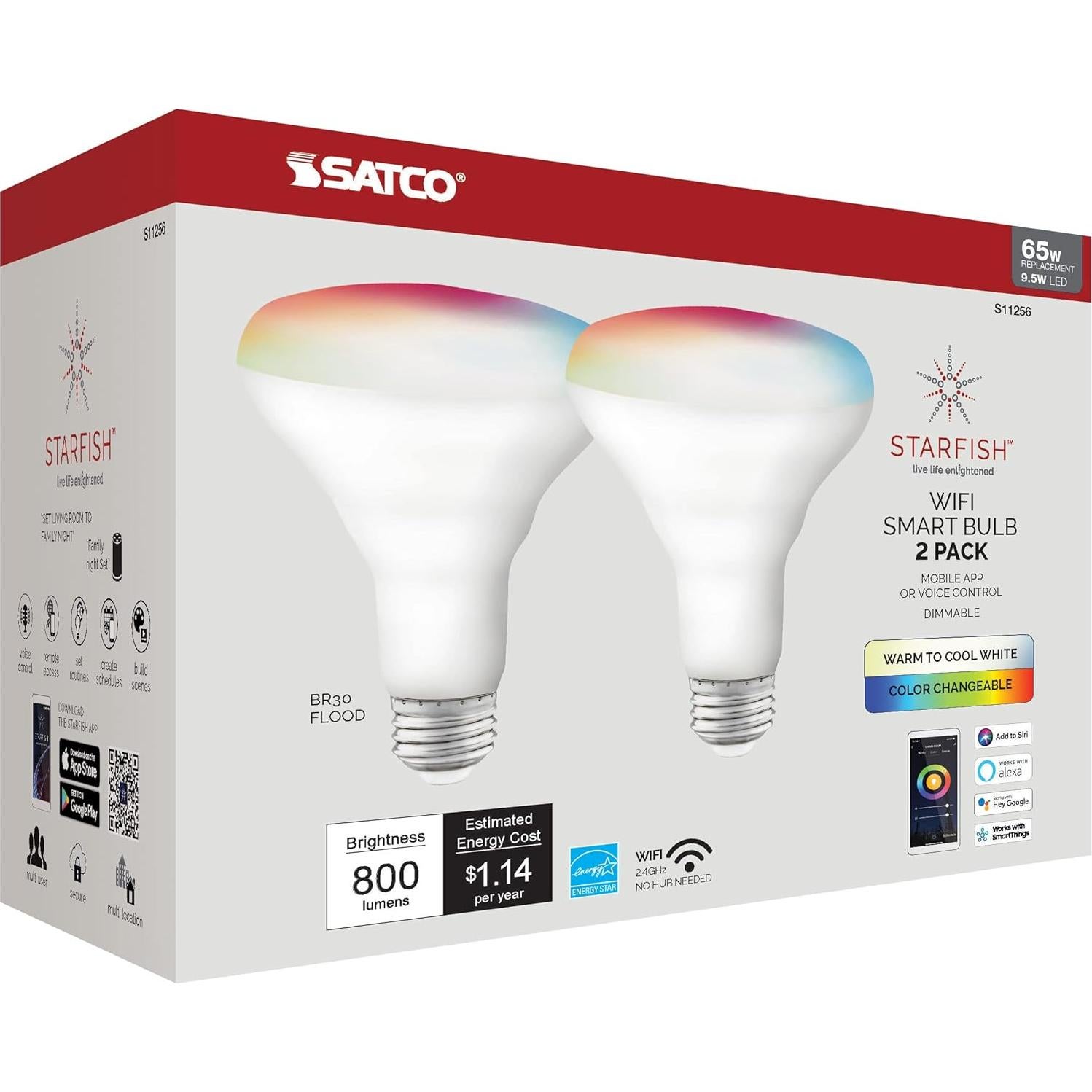 Bombilla LED Inteligente Satco Starfish BR30 WiFi 9.5W 800Lúmenes