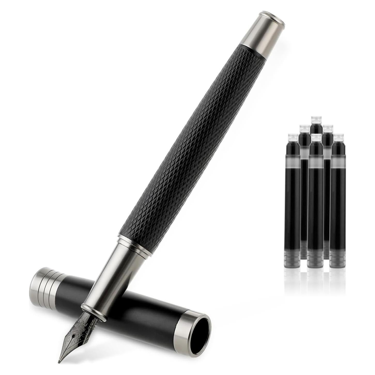 Juego de Pluma Fuente TIESOME Metal 0.5mm Punta Fina con 6 Cartuchos